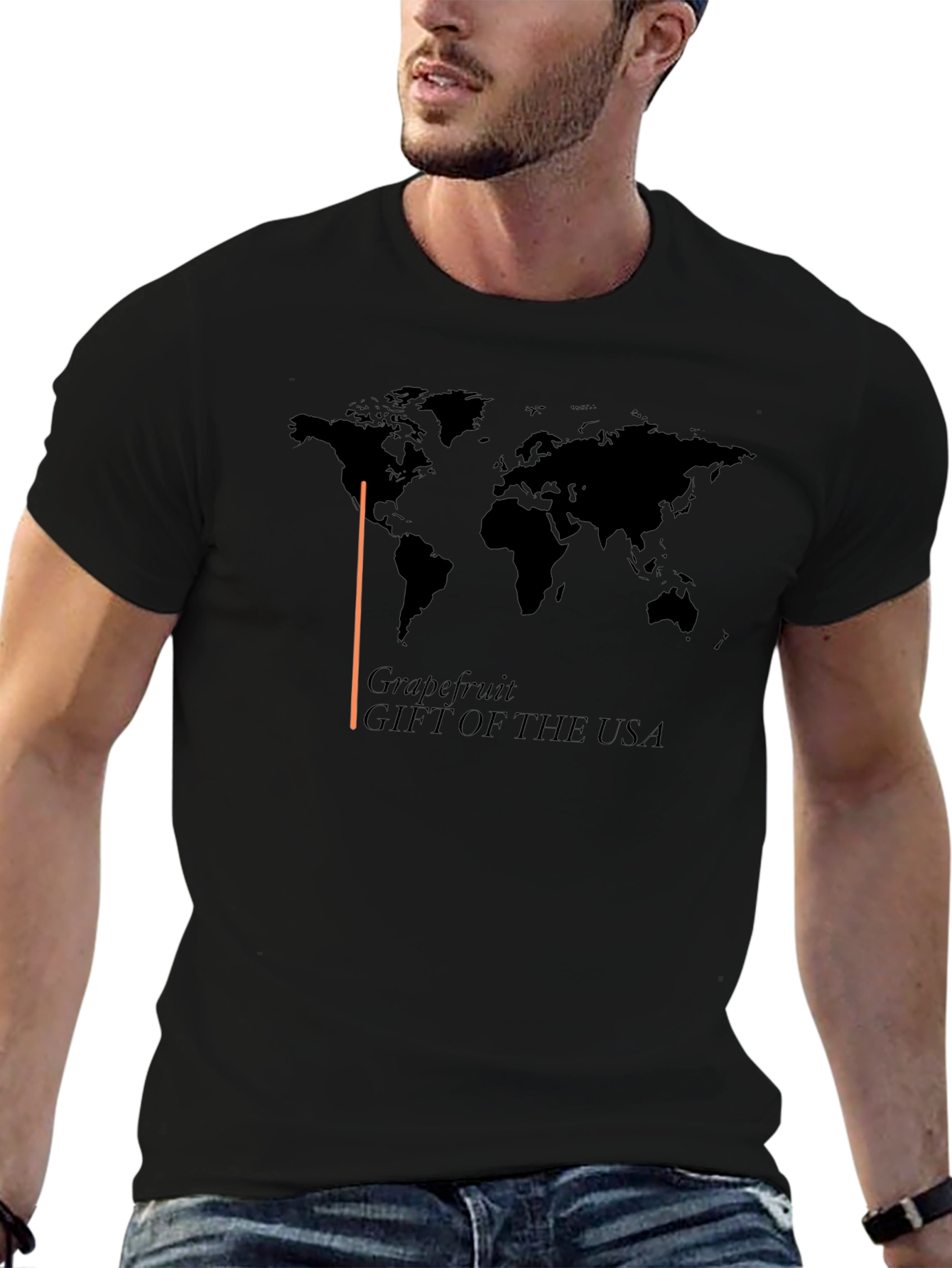 Grapefruit USA T-Shirt - World Map Design