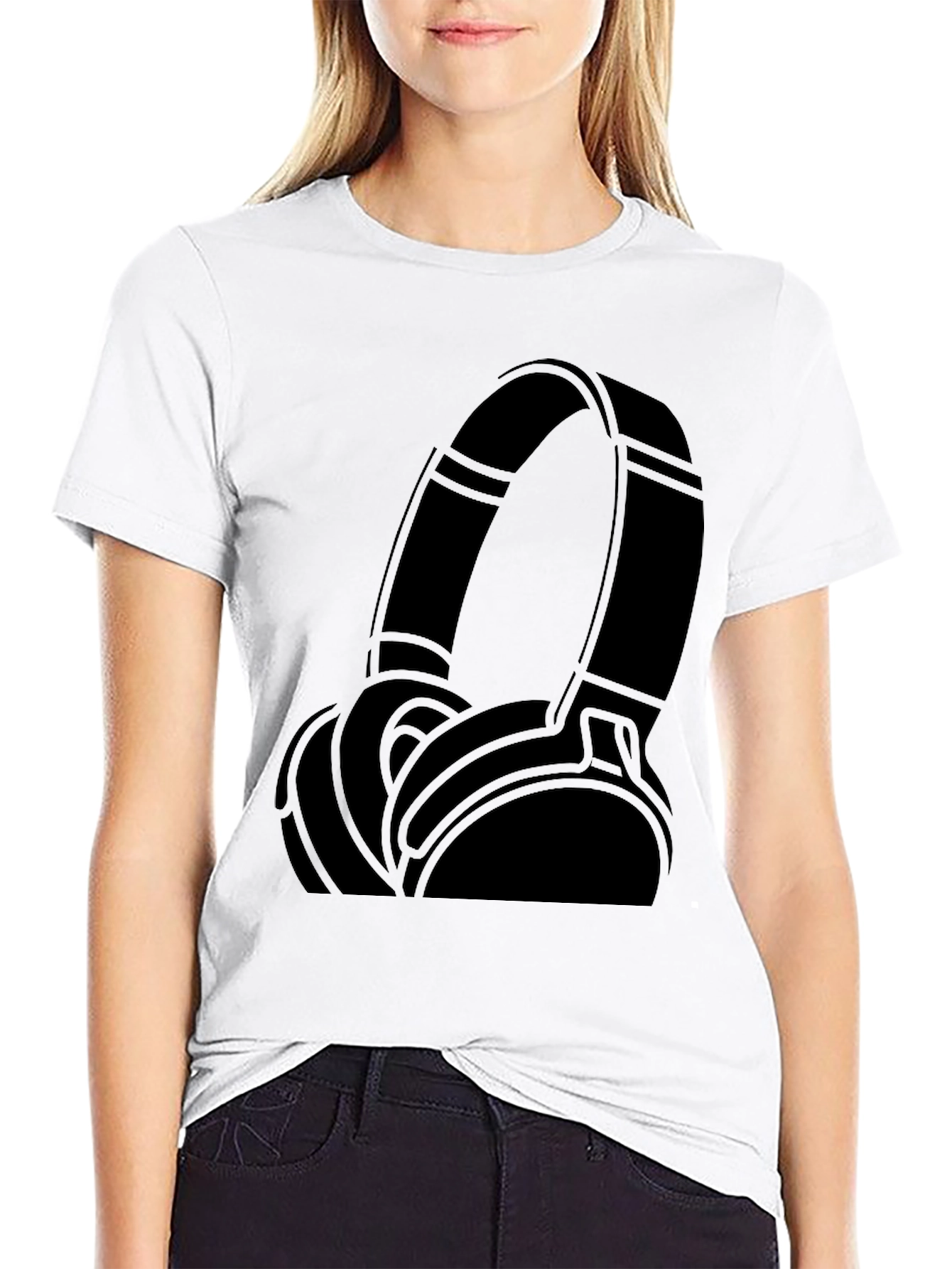 Cool Headphones Graphic Black T-Shirt