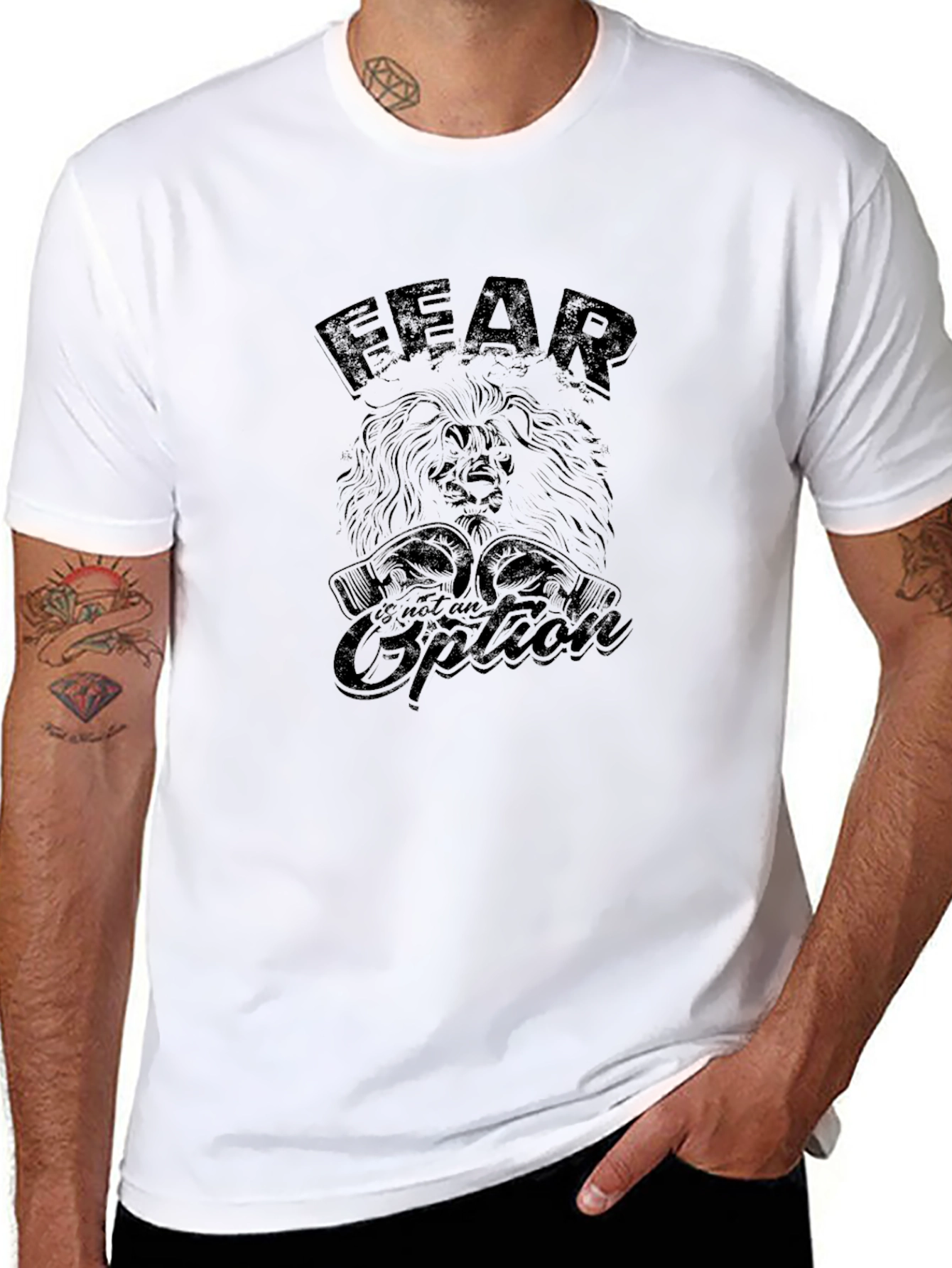 Fear is Not An Option Lion Graphic T-Shirt