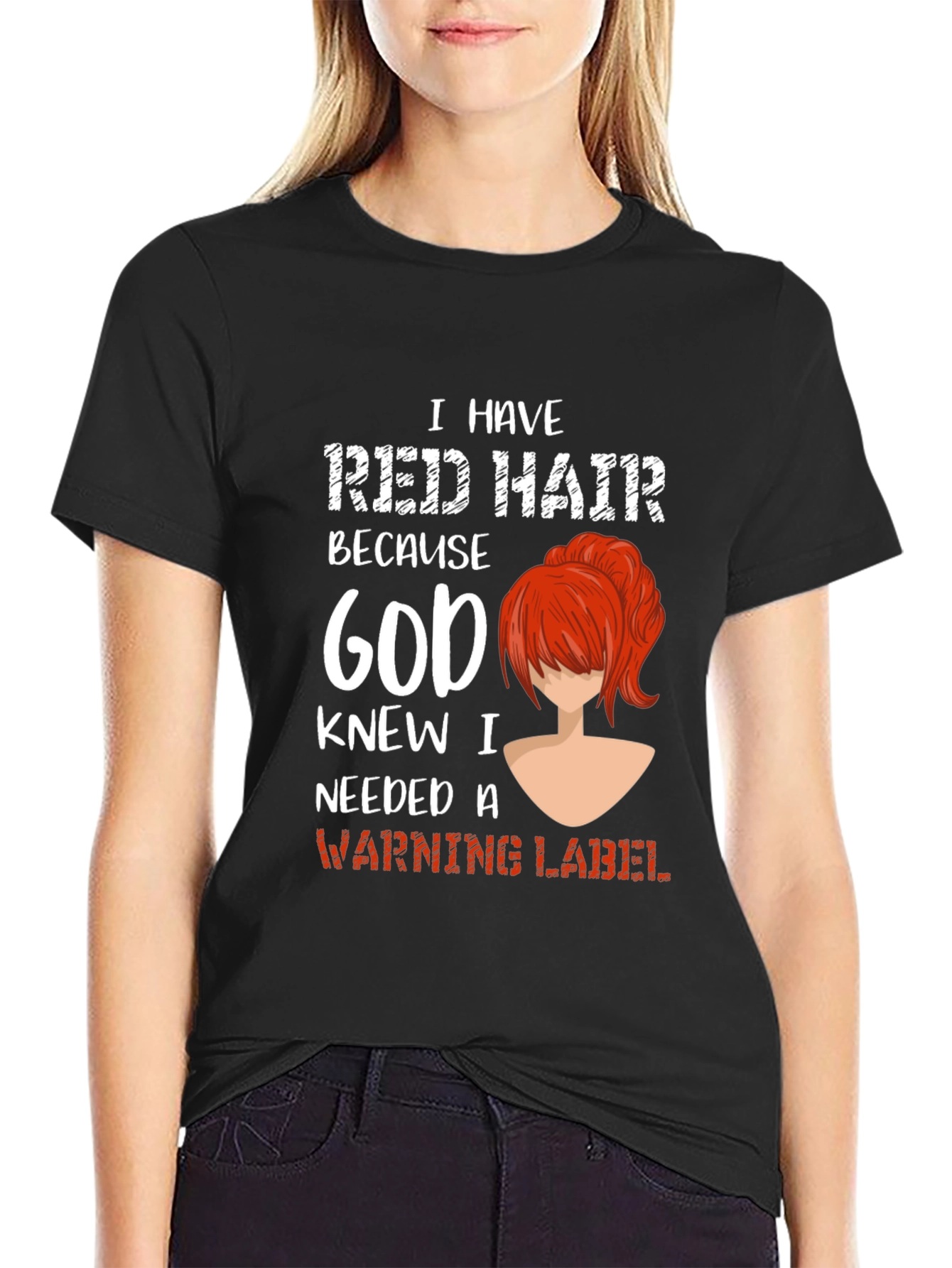 Red Hair Warning Label Graphic Tee
