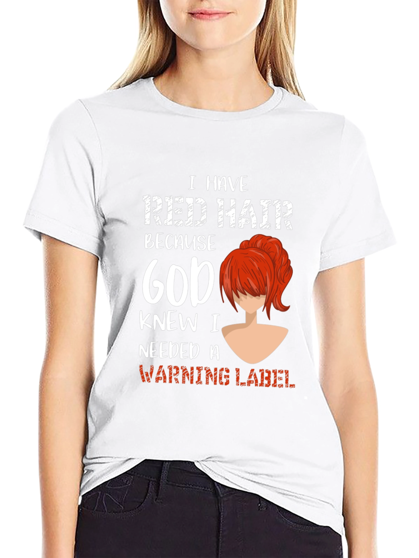 Red Hair Warning Label Graphic Tee
