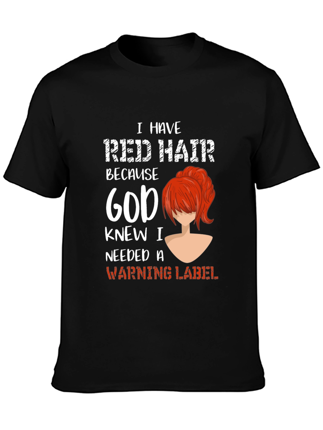 Red Hair Warning Label Graphic Tee