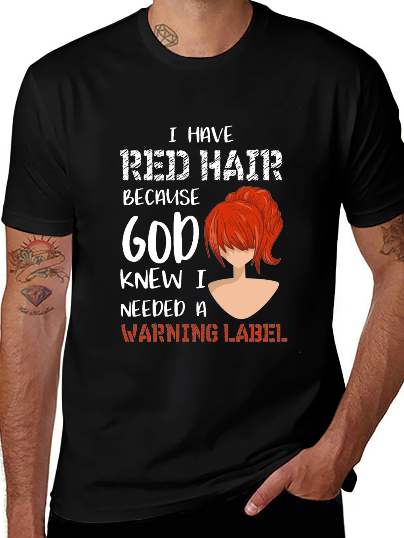 Red Hair Warning Label Graphic Tee