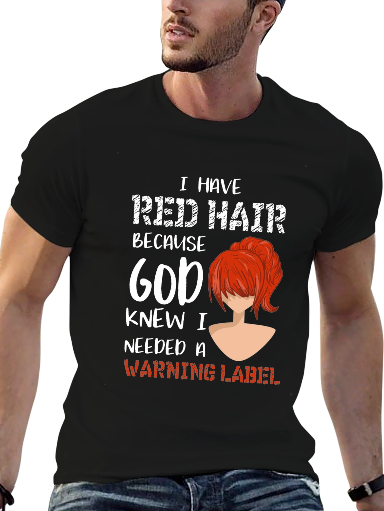 Red Hair Warning Label Graphic Tee