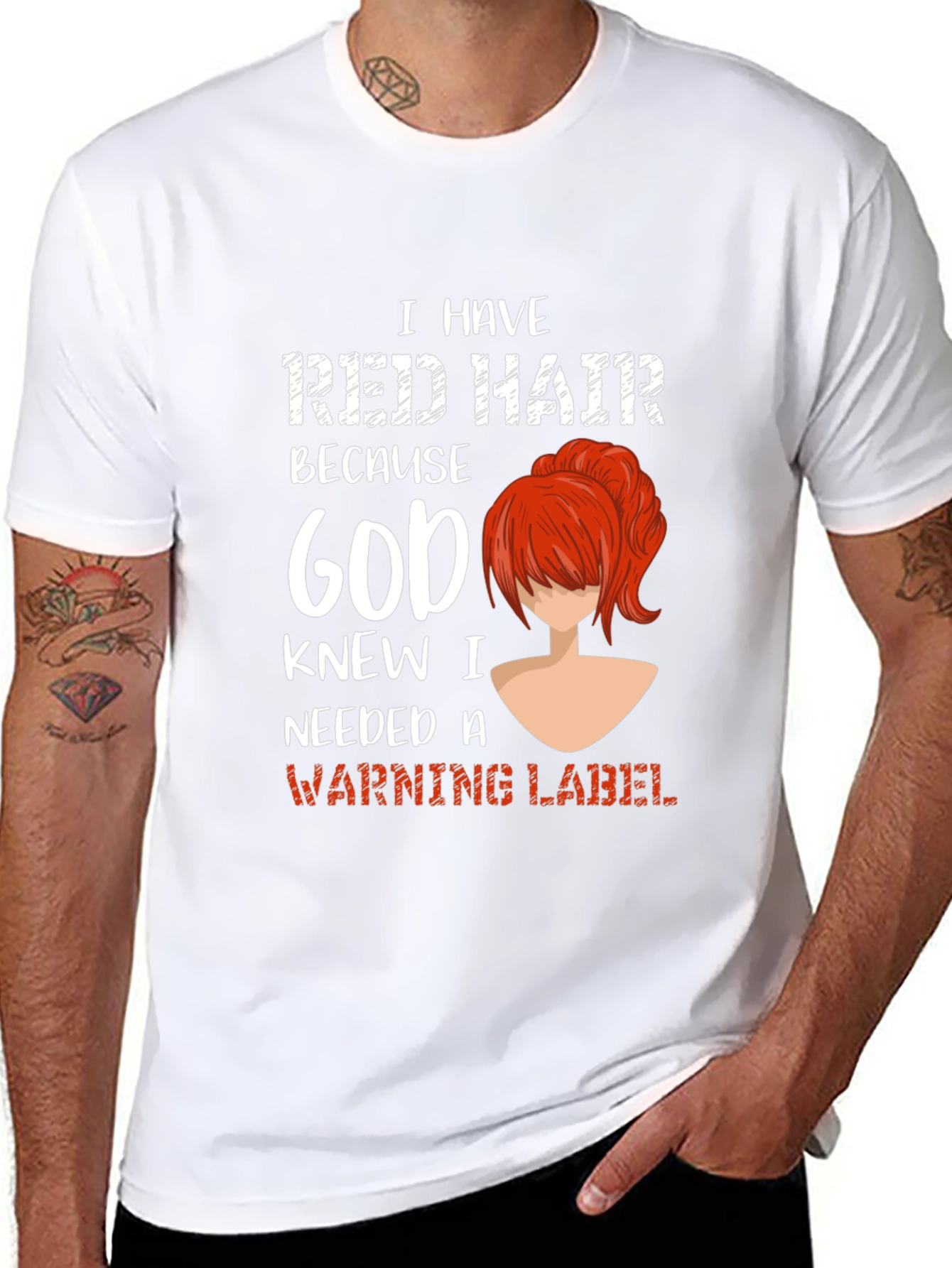 Red Hair Warning Label Graphic Tee