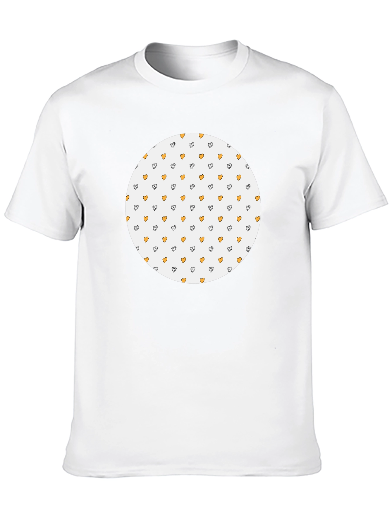 Black T-Shirt with Heart Pattern Circle