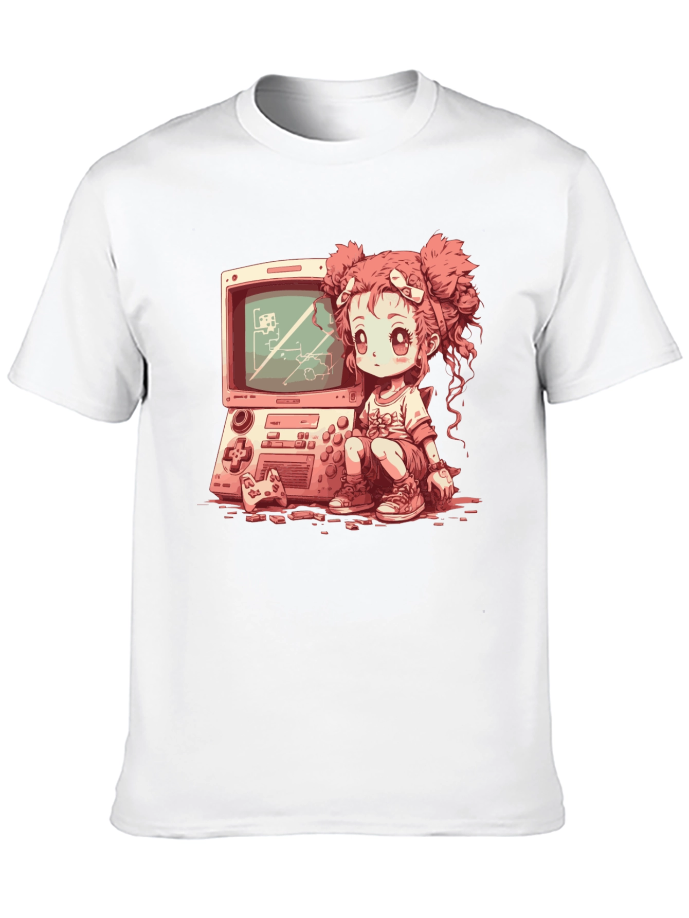 Retro Gamer Girl Black T-Shirt