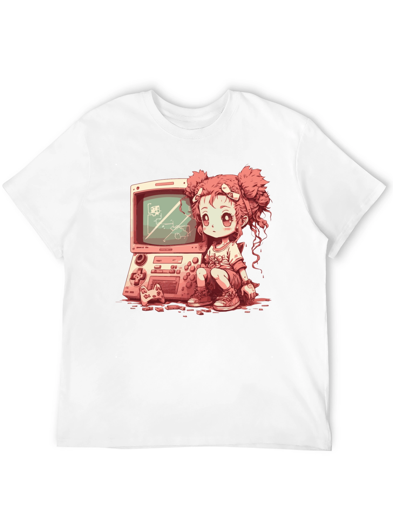 Retro Gamer Girl Black T-Shirt
