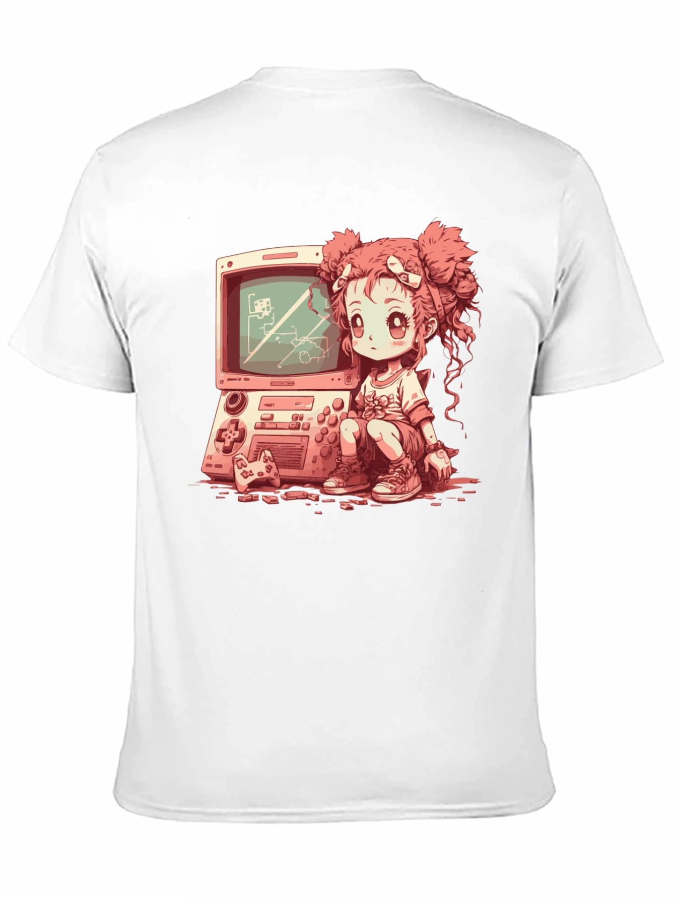 Retro Gamer Girl Black T-Shirt