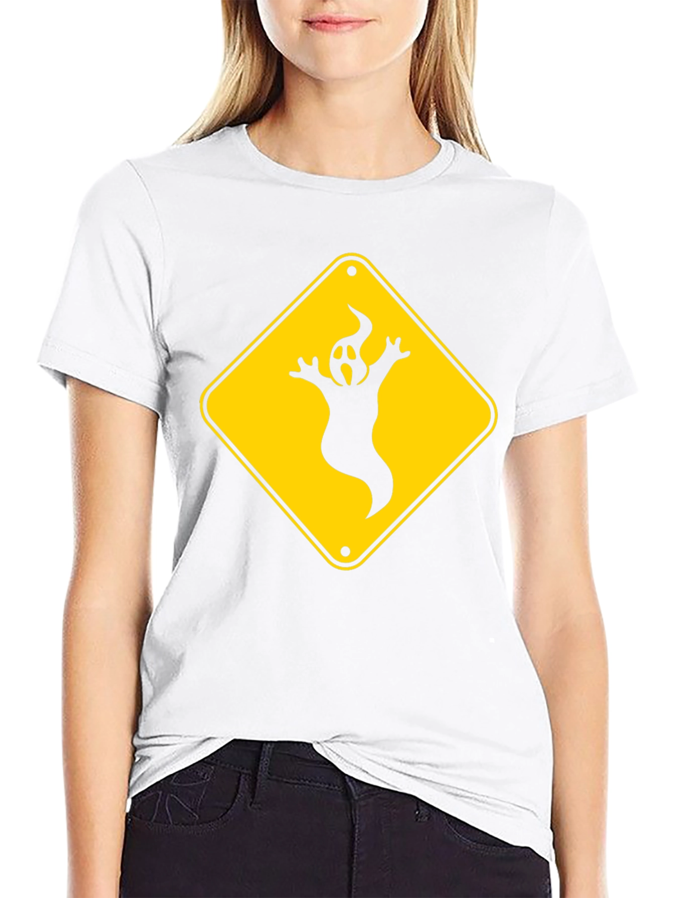 Ghost Crossing Sign T-Shirt - Halloween Fun!