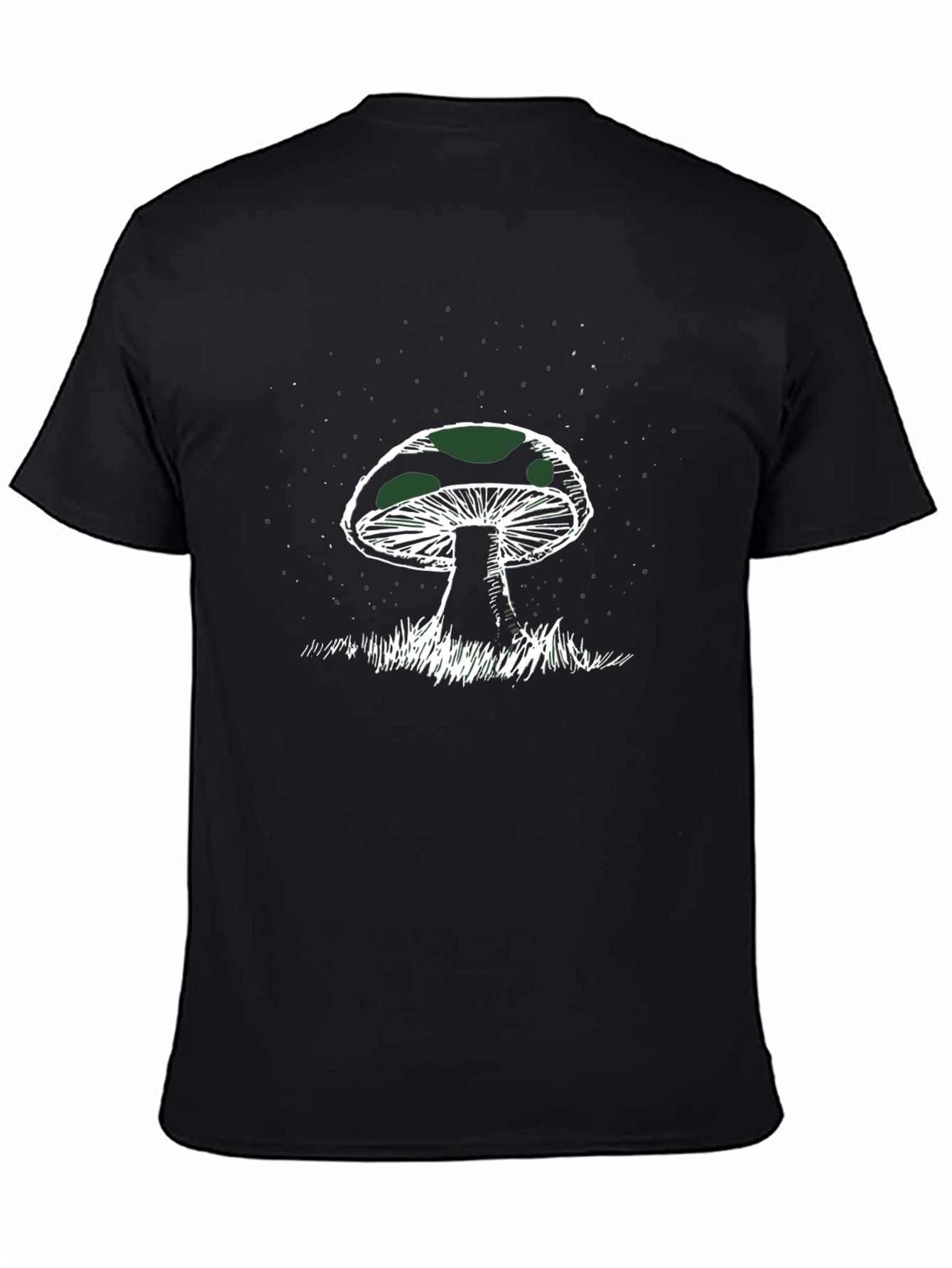 Mushroom Graphic Tee - Black Cotton T-Shirt