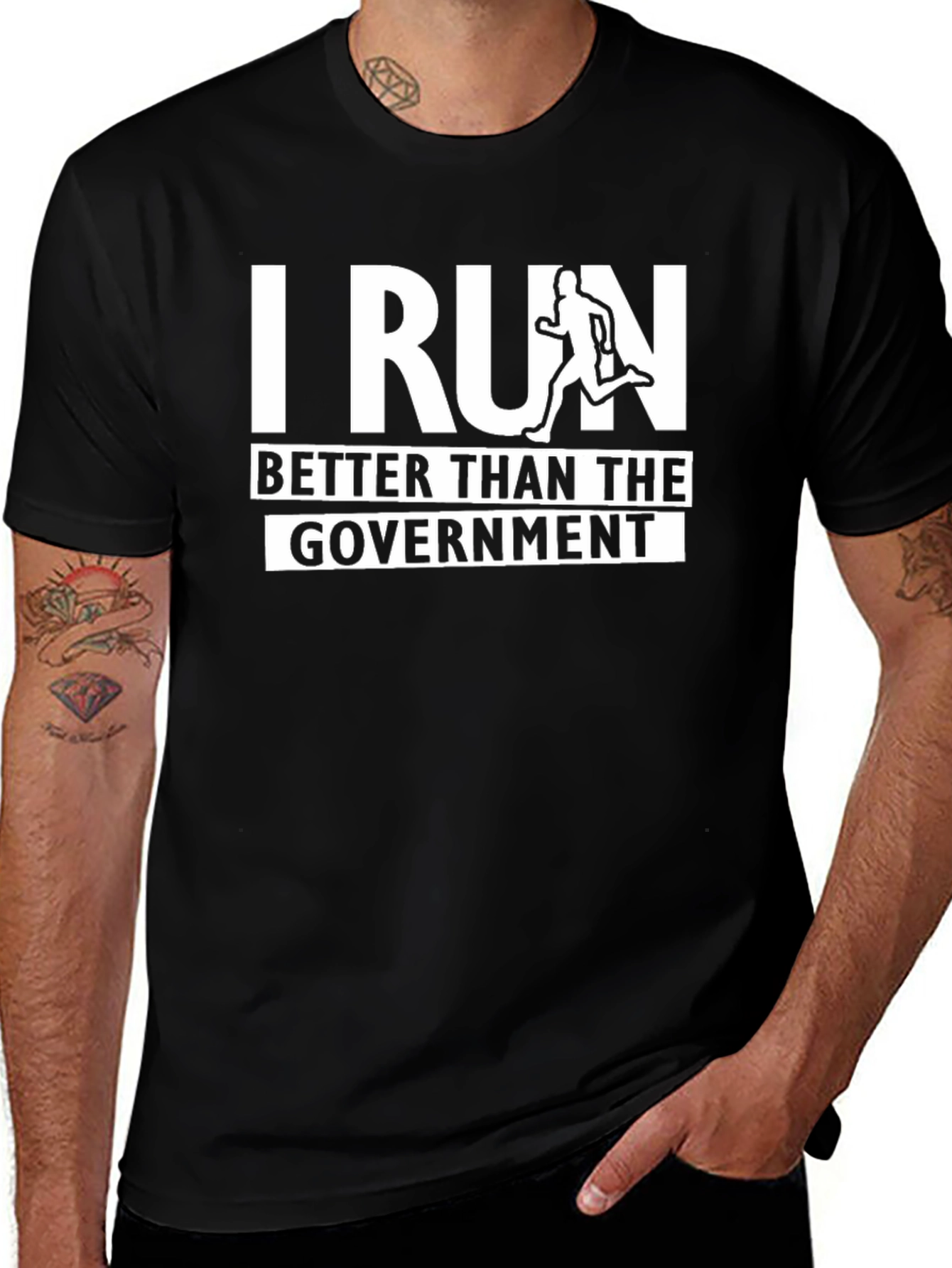I Run Better Than The Government Black T-Shirt