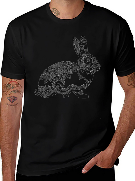 Rabbit Mandala Graphic Tee - Black
