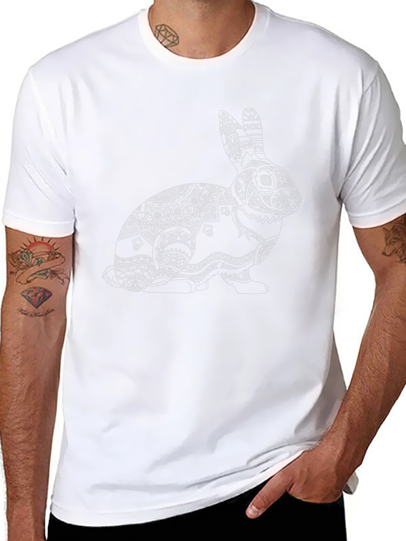 Rabbit Mandala Graphic Tee - Black