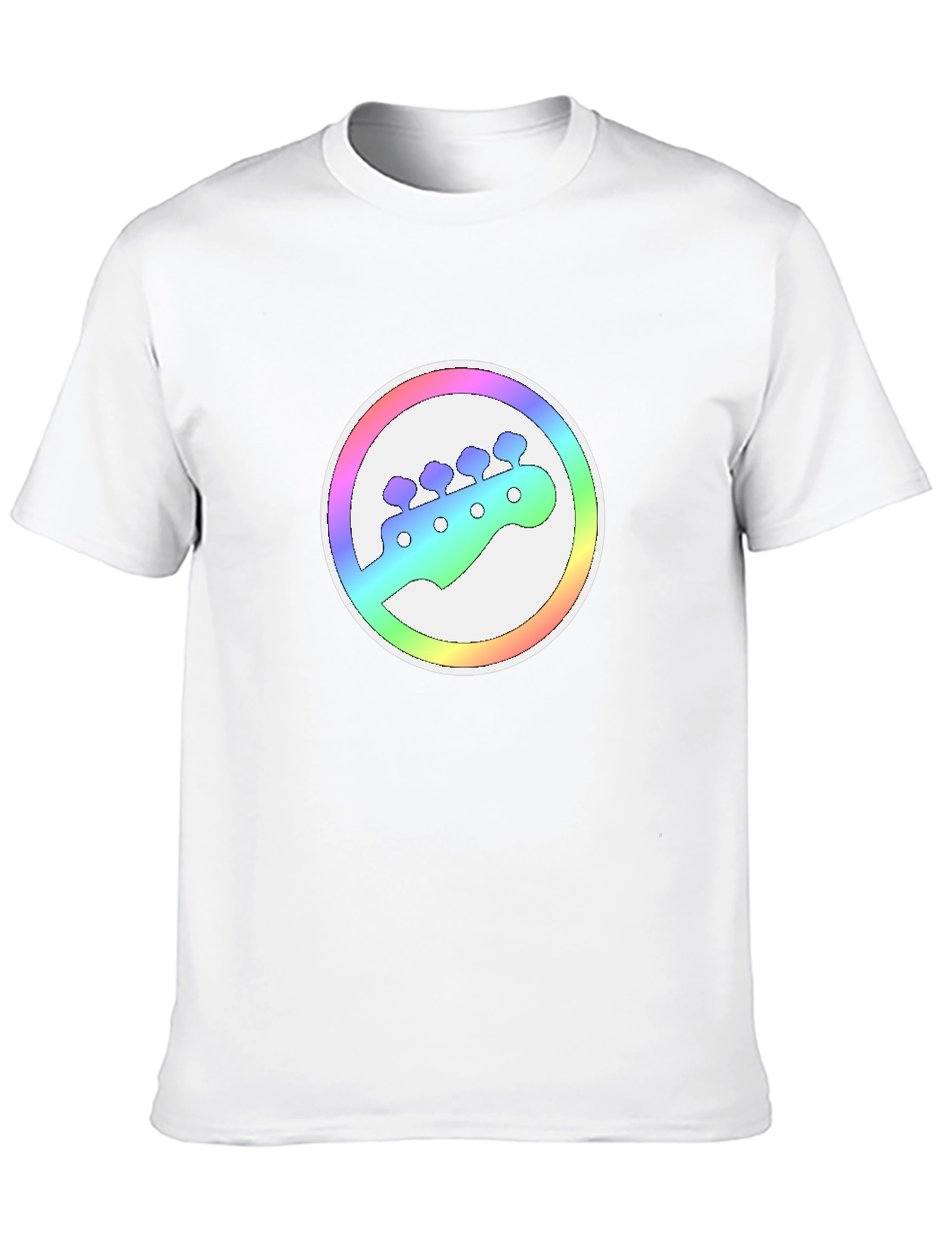 Rainbow Bass Guitar Headstock Graphic Tee