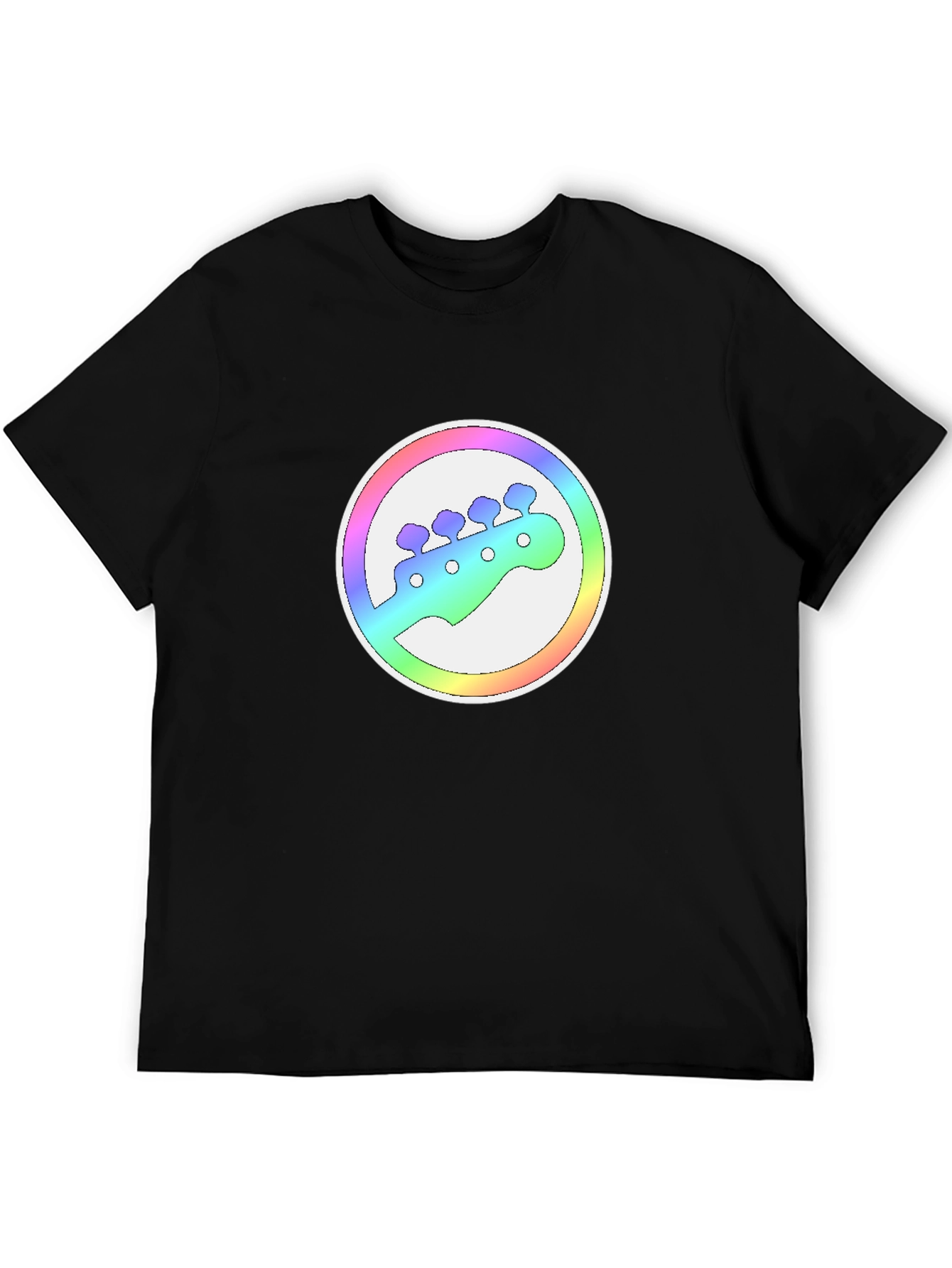 Rainbow Bass Guitar Headstock Graphic Tee