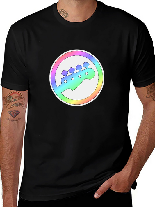 Rainbow Bass Guitar Headstock Graphic Tee