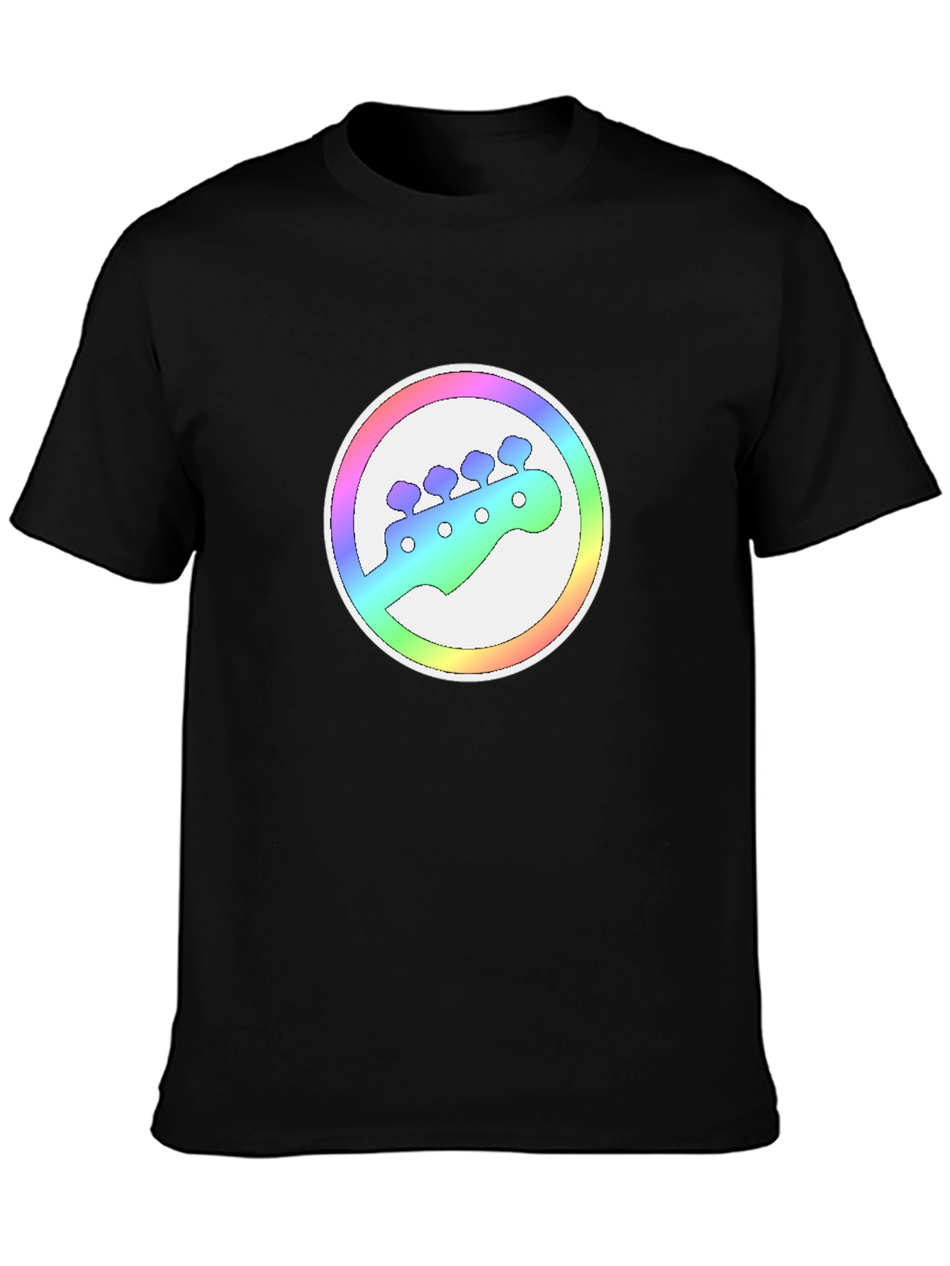 Rainbow Bass Guitar Headstock Graphic Tee