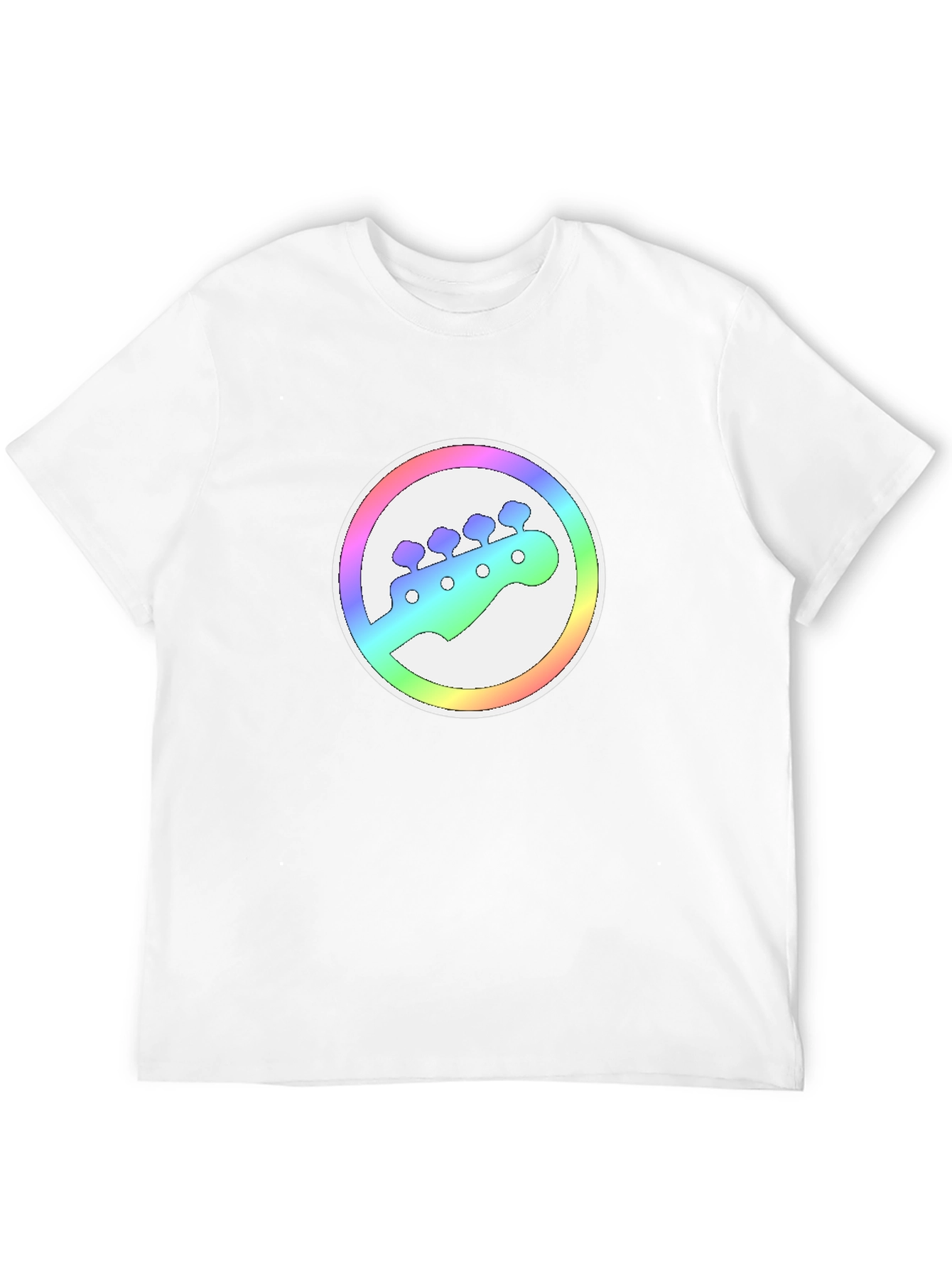 Rainbow Bass Guitar Headstock Graphic Tee