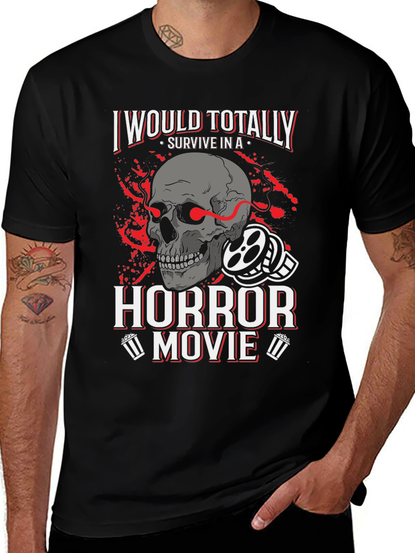 Horror Movie Fan T-Shirt - Skull Design