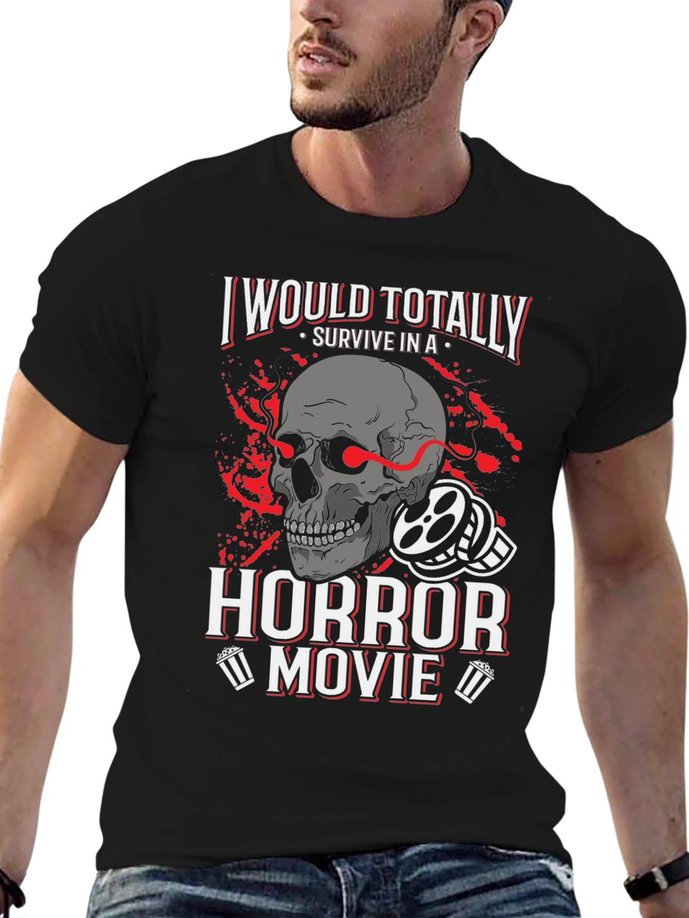 Horror Movie Fan T-Shirt - Skull Design
