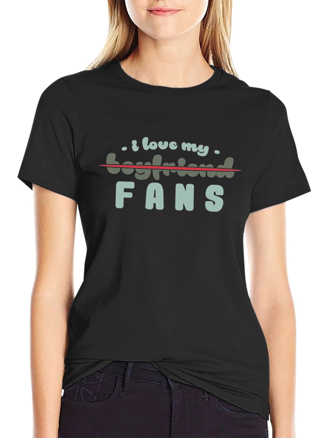 I Love My Boyfriend Fans Graphic Tee - Black