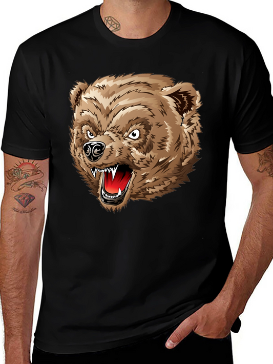 Angry Bear Graphic T-Shirt - Black Cotton Tee