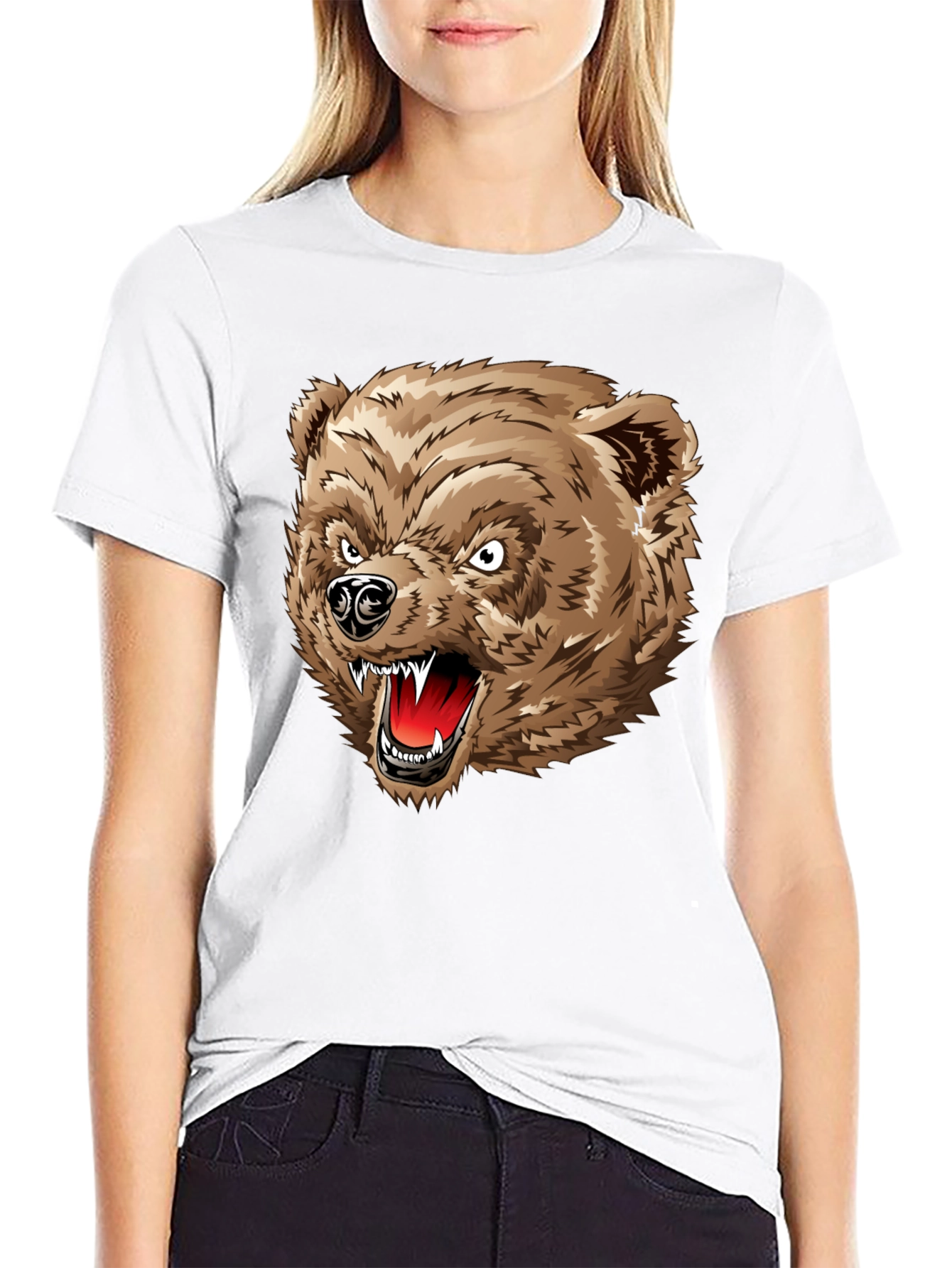 Angry Bear Graphic T-Shirt - Black Cotton Tee