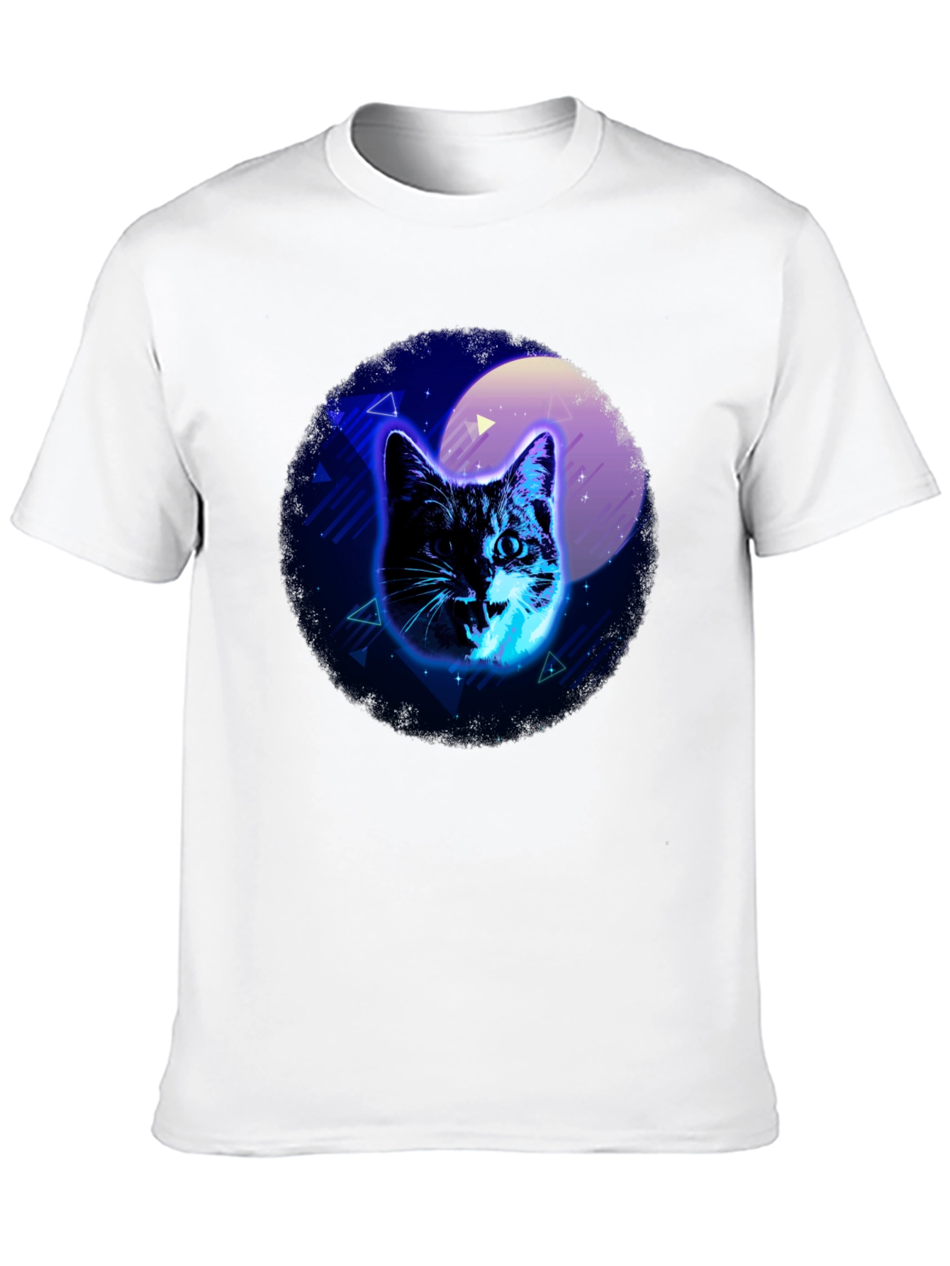 Neon Cat Graphic Black T-Shirt