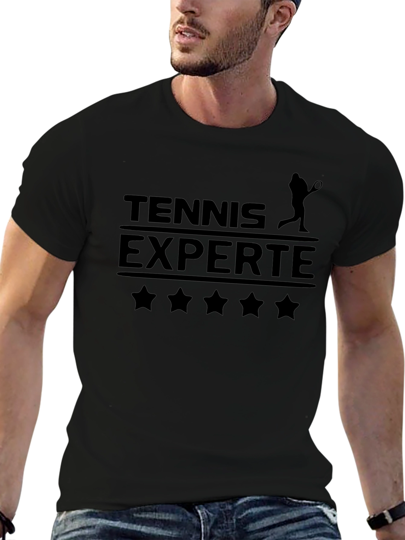 Tennis Expert T-Shirt - Black Cotton Tee