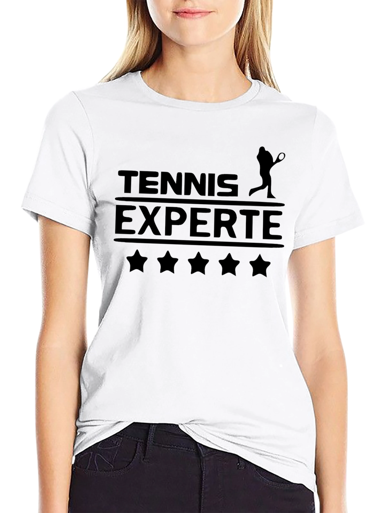 Tennis Expert T-Shirt - Black Cotton Tee