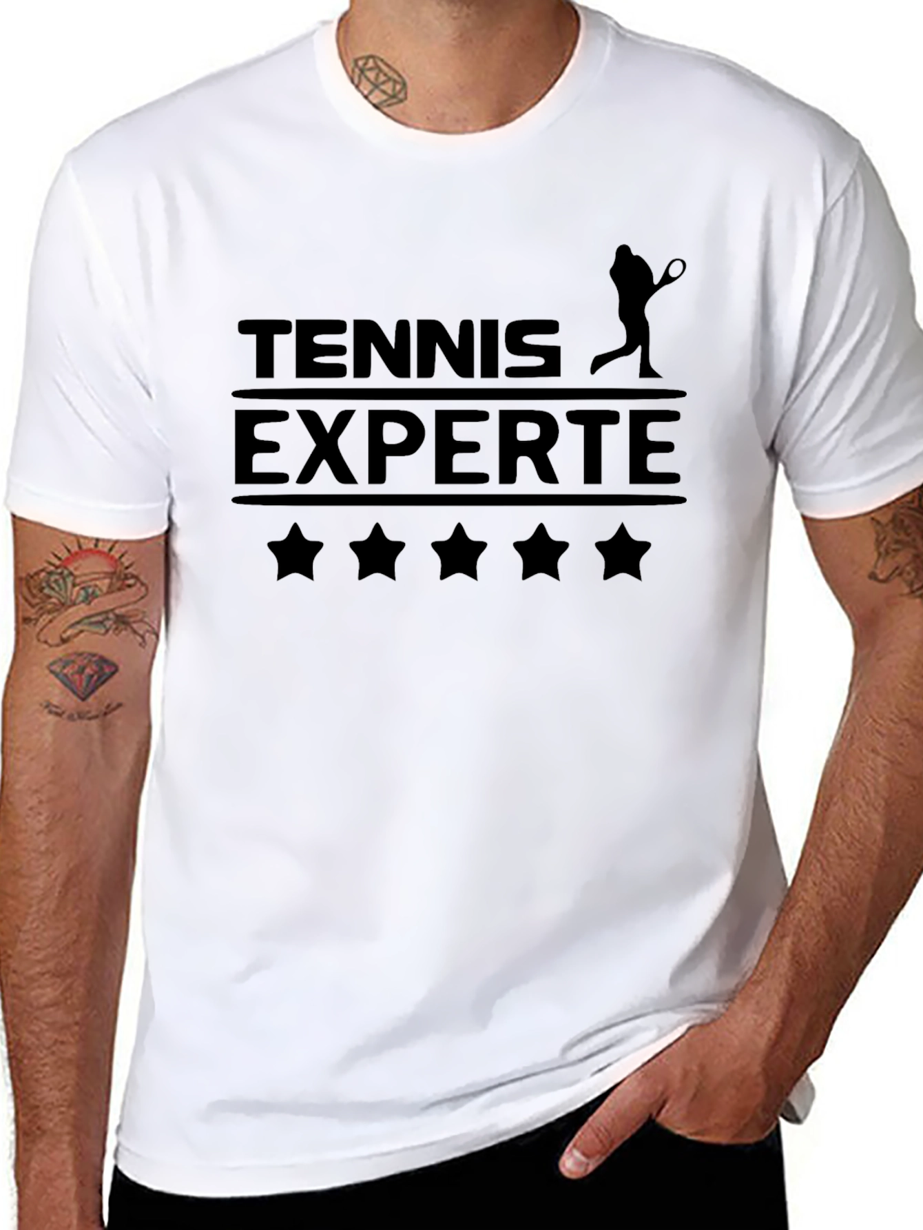 Tennis Expert T-Shirt - Black Cotton Tee