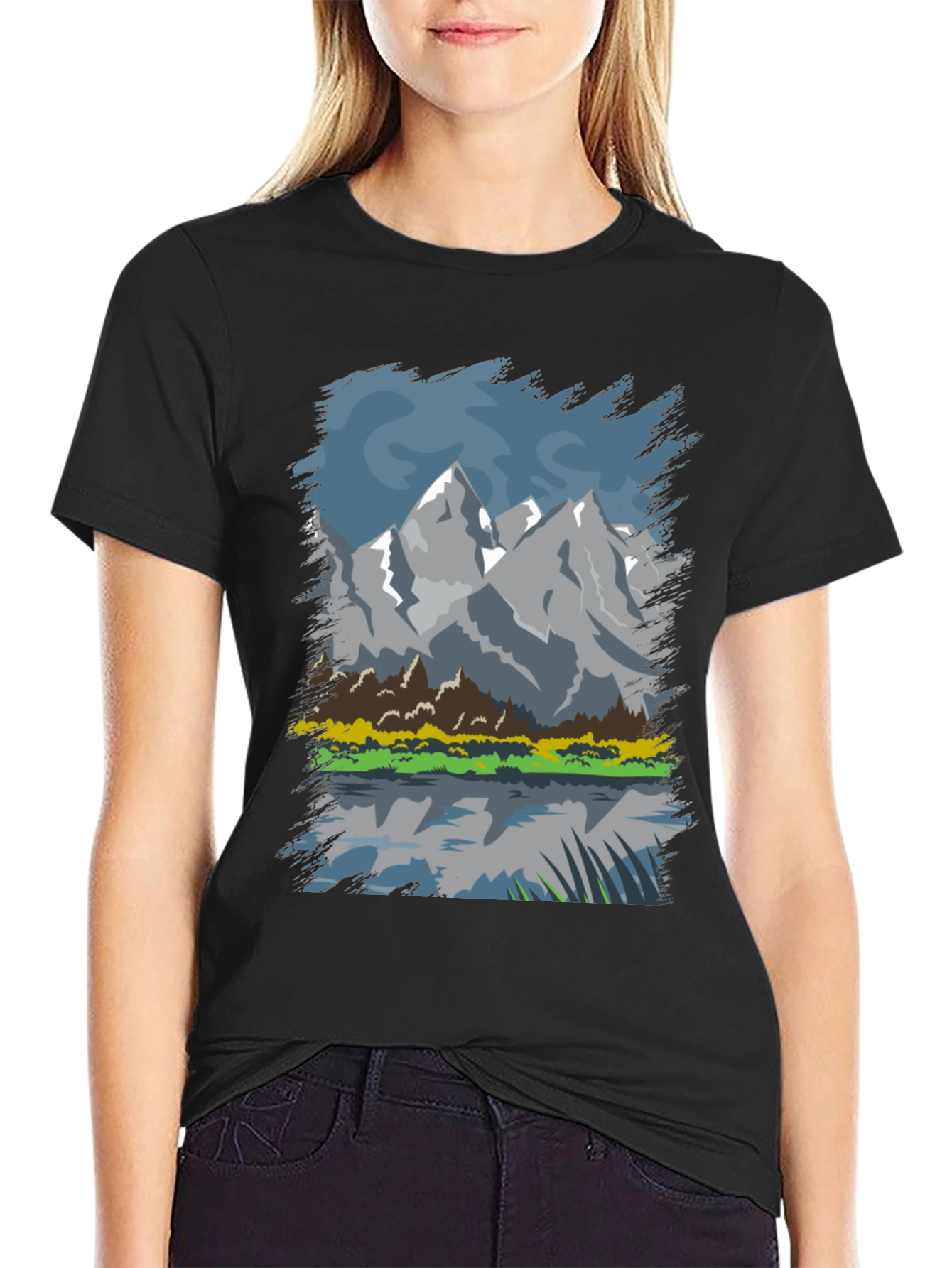 Mountain Lake Graphic Tee - Black