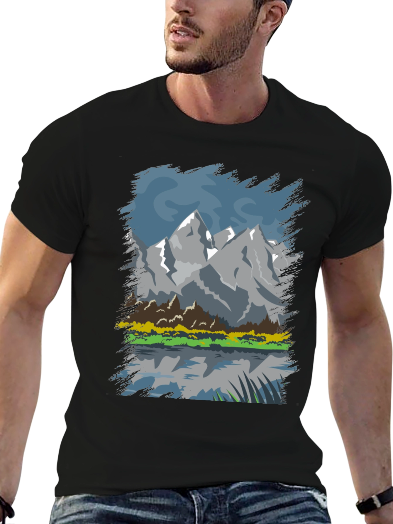 Mountain Lake Graphic Tee - Black
