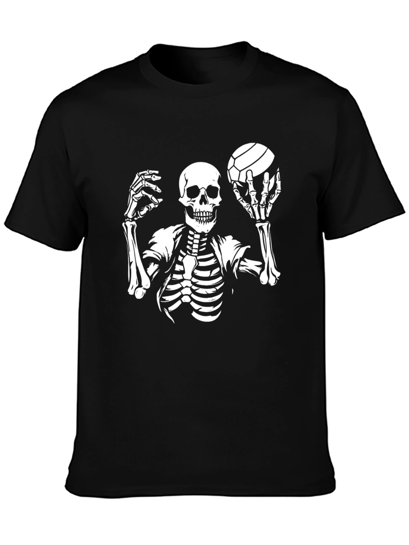 Skeleton Volleyball Graphic T-Shirt - Unique Halloween Tee