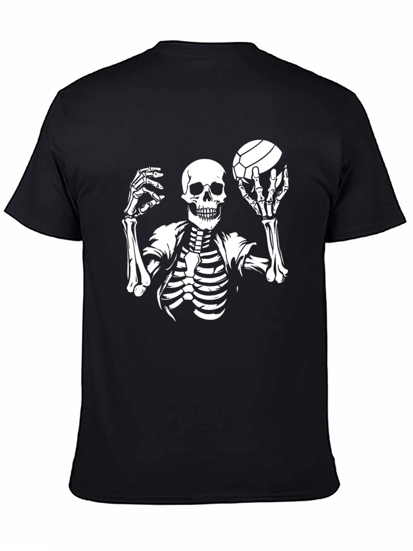 Skeleton Volleyball Graphic T-Shirt - Unique Halloween Tee