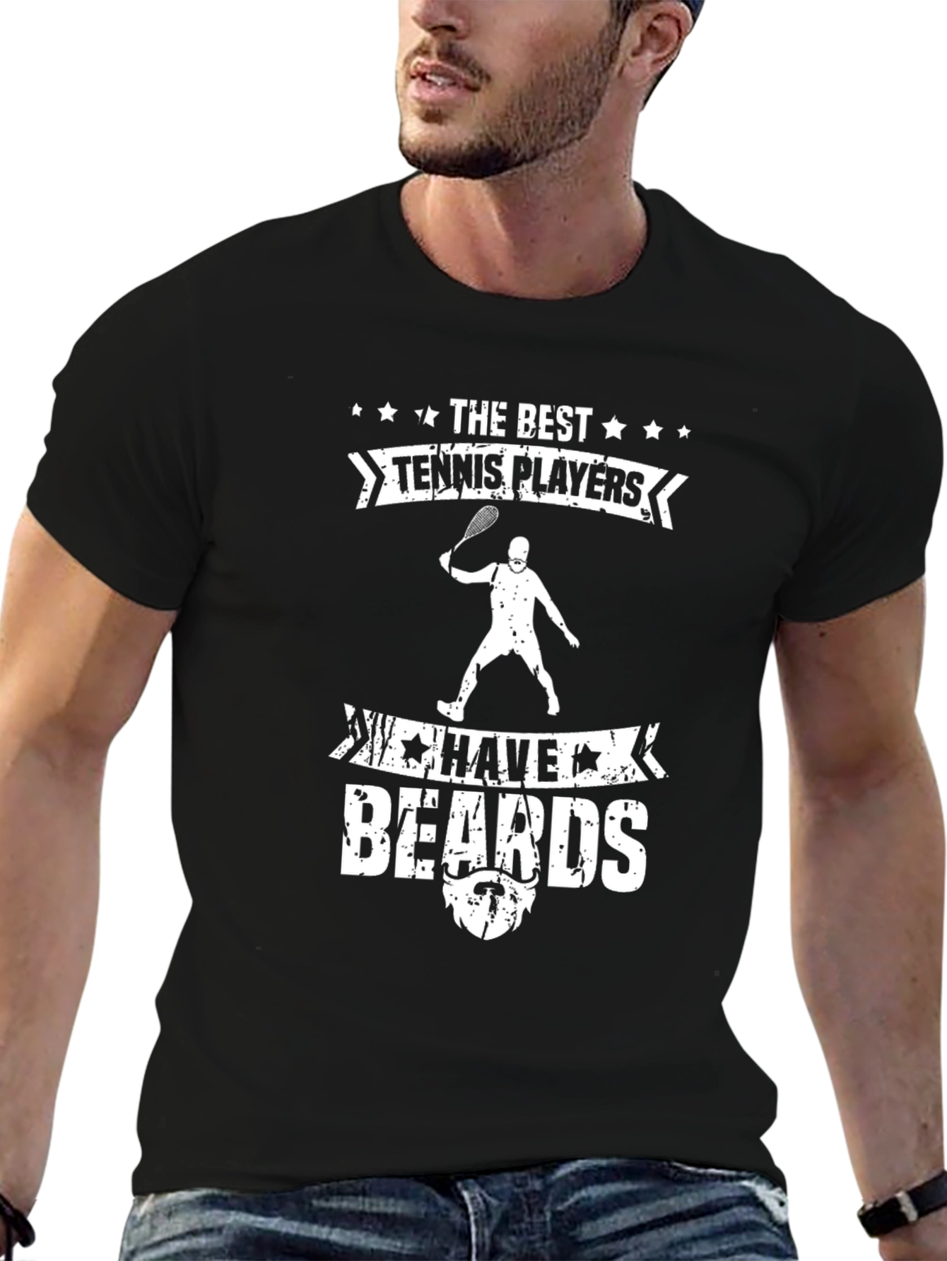 Tennis Players with Beards Black T-Shirt