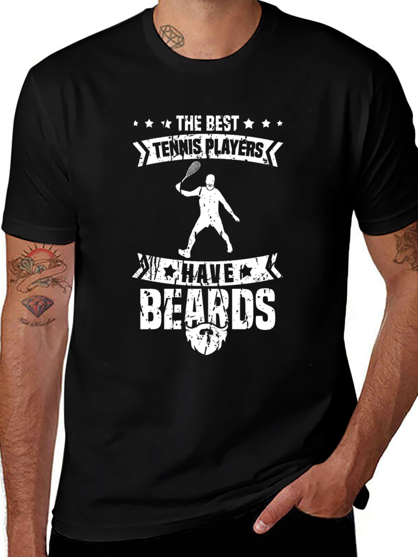 Tennis Players with Beards Black T-Shirt