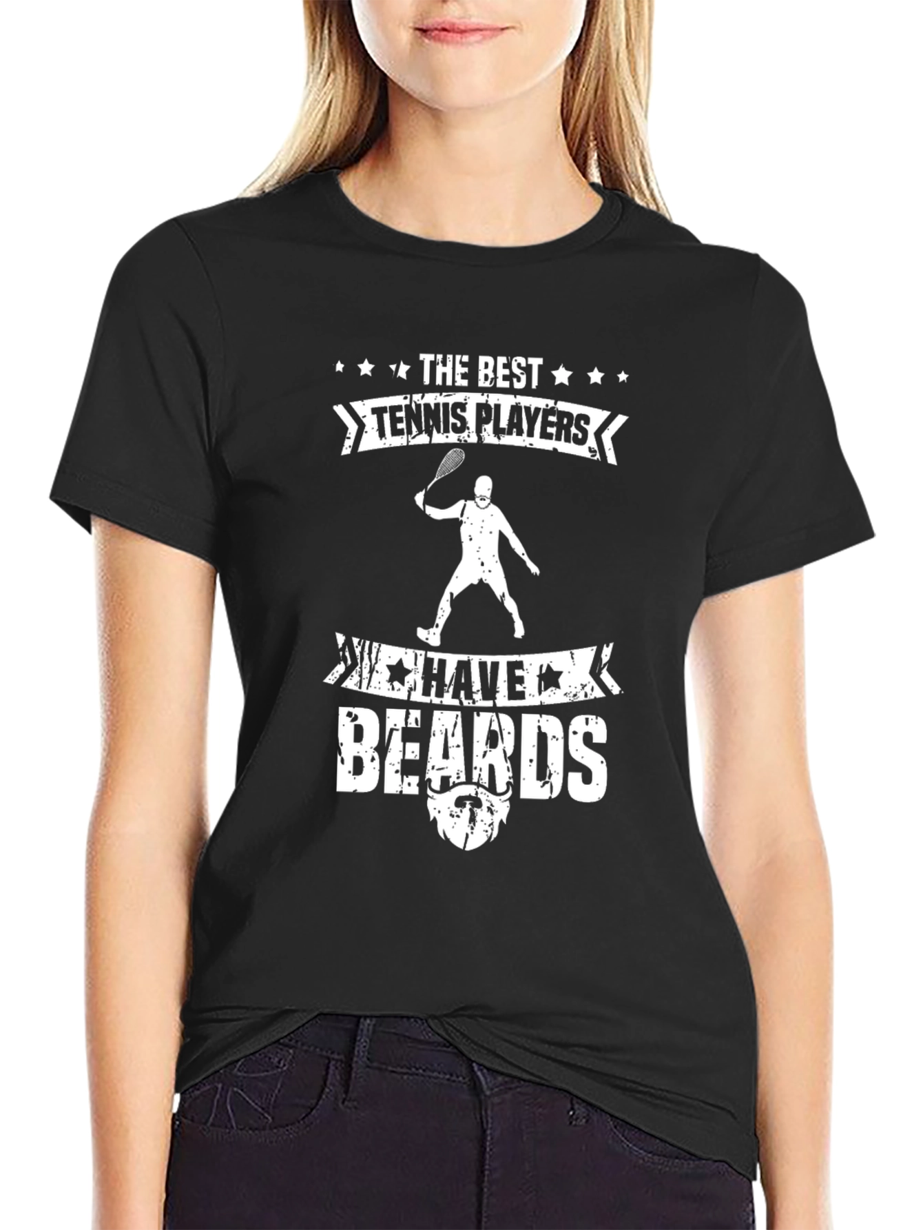 Tennis Players with Beards Black T-Shirt