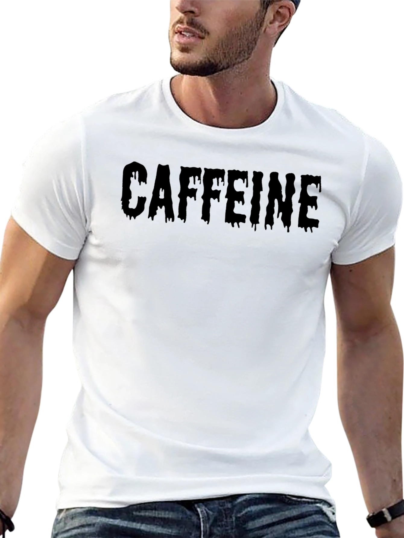Caffeine Drip Graphic Tee - Black Cotton T-Shirt