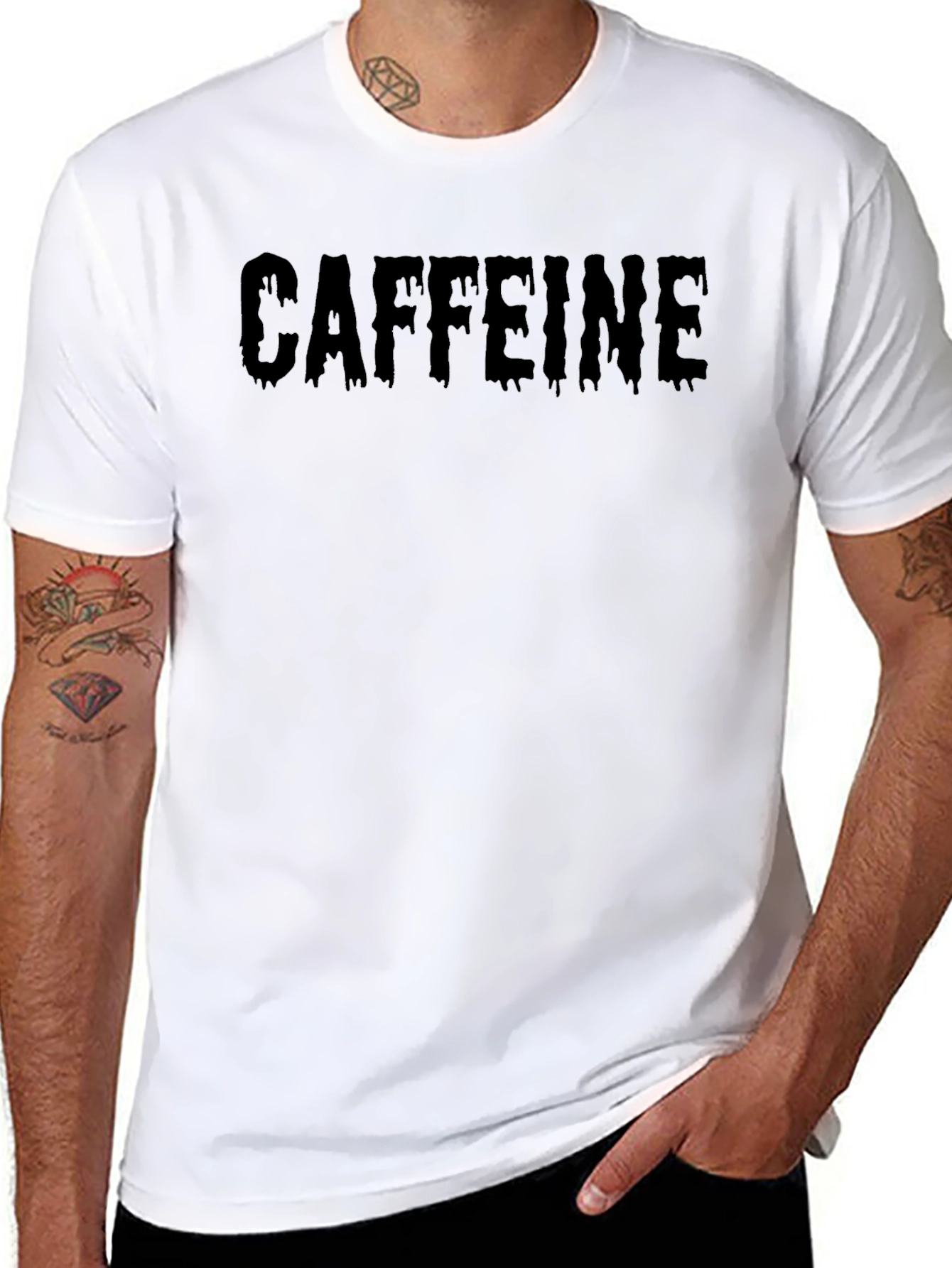 Caffeine Drip Graphic Tee - Black Cotton T-Shirt