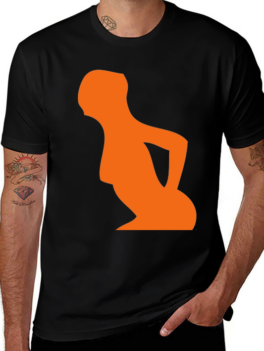 Abstract Orange Silhouette Graphic T-Shirt