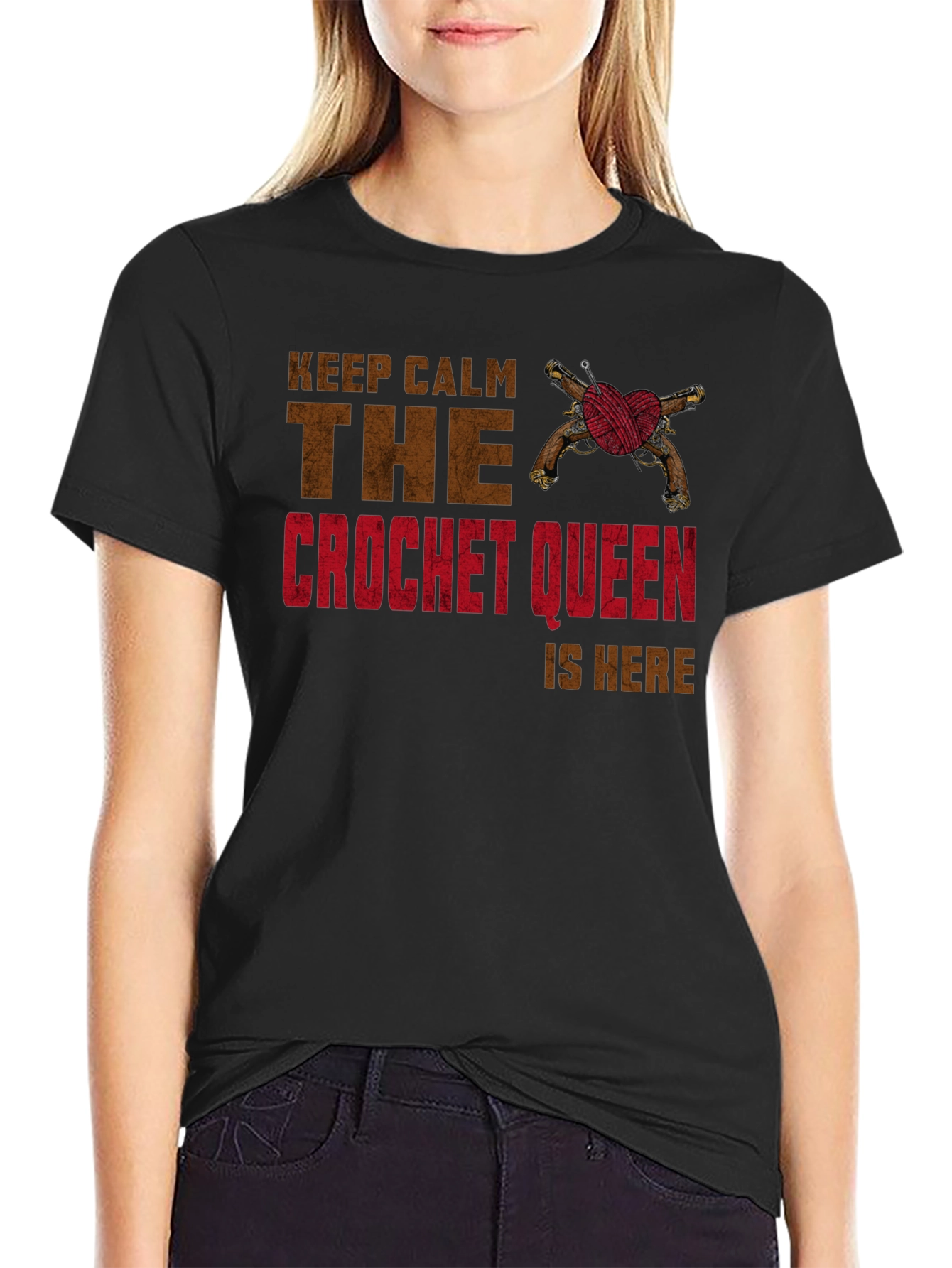 Crochet Queen T-Shirt - Keep Calm Design