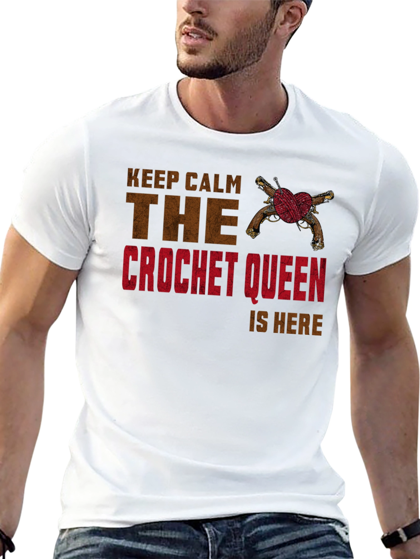 Crochet Queen T-Shirt - Keep Calm Design