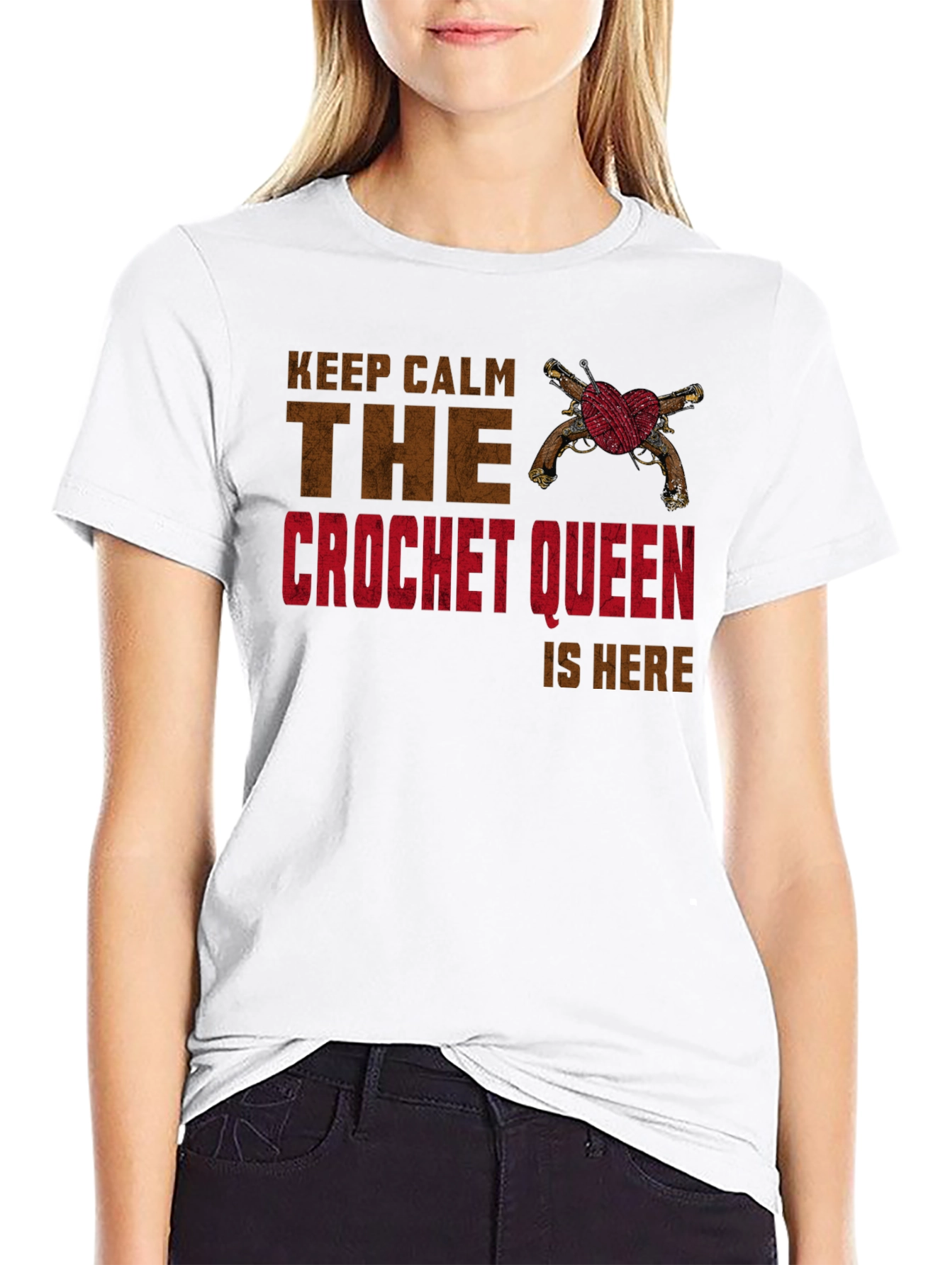 Crochet Queen T-Shirt - Keep Calm Design