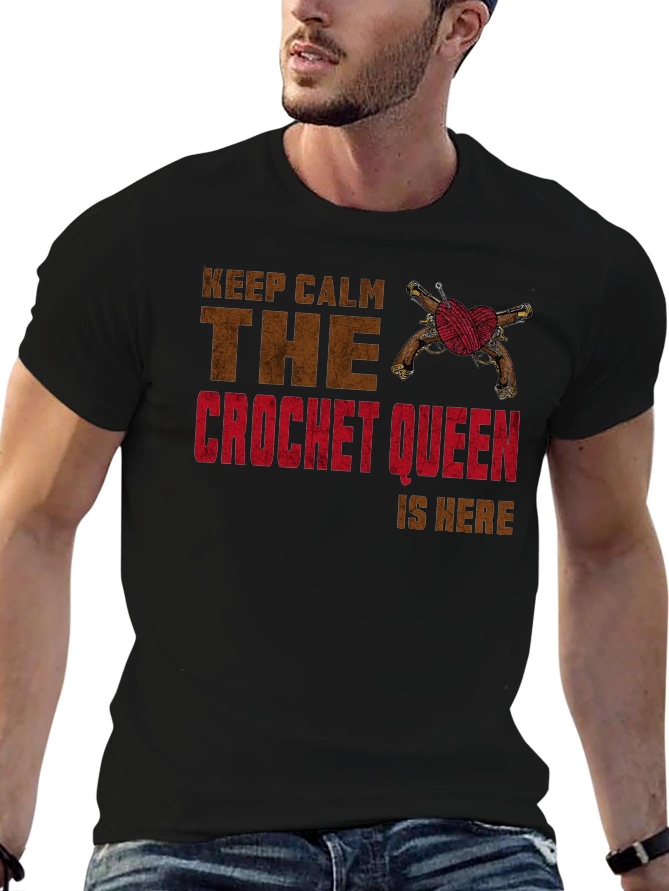 Crochet Queen T-Shirt - Keep Calm Design