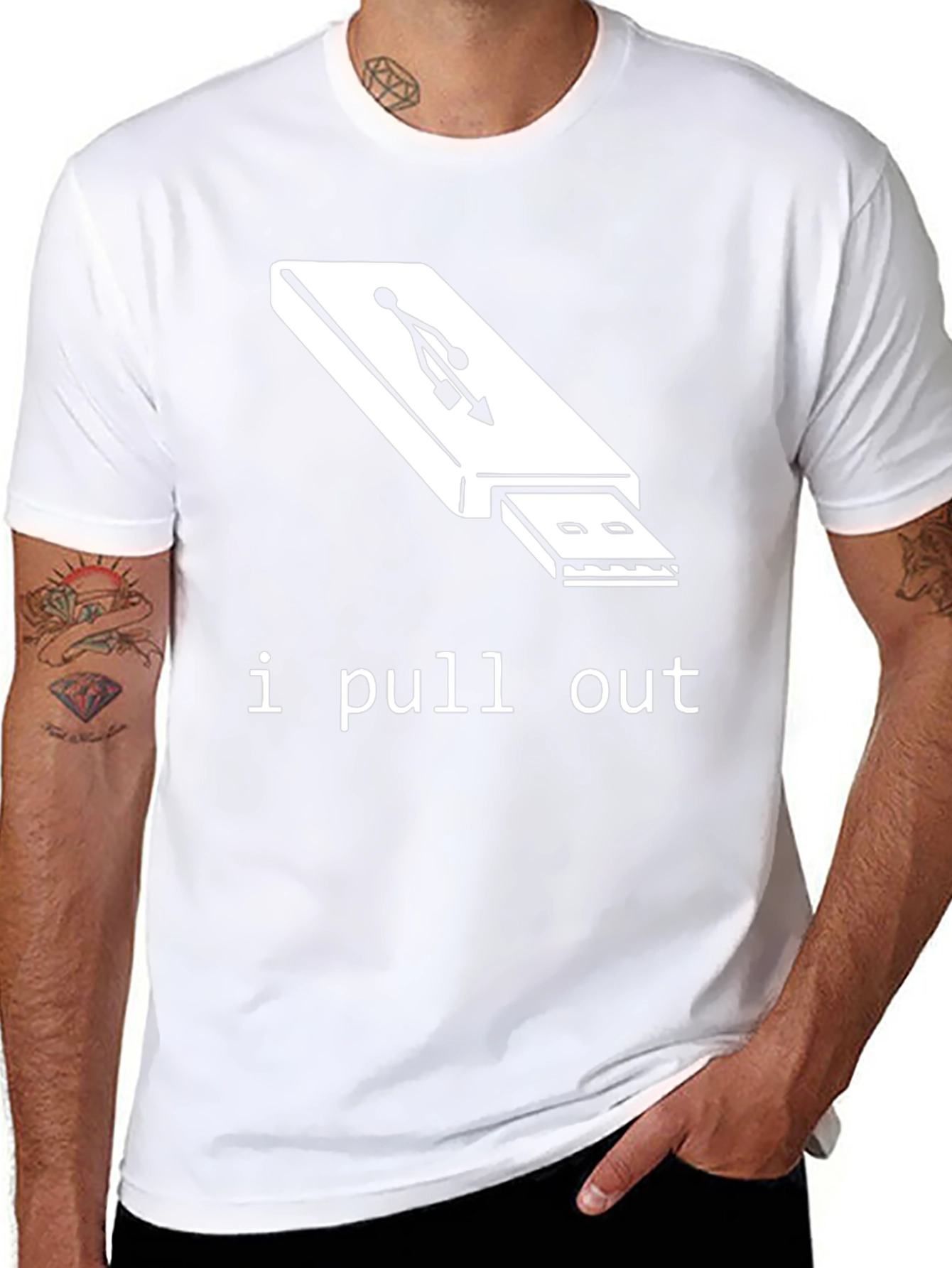 Humorous I Pull Out USB Drive Black T-Shirt