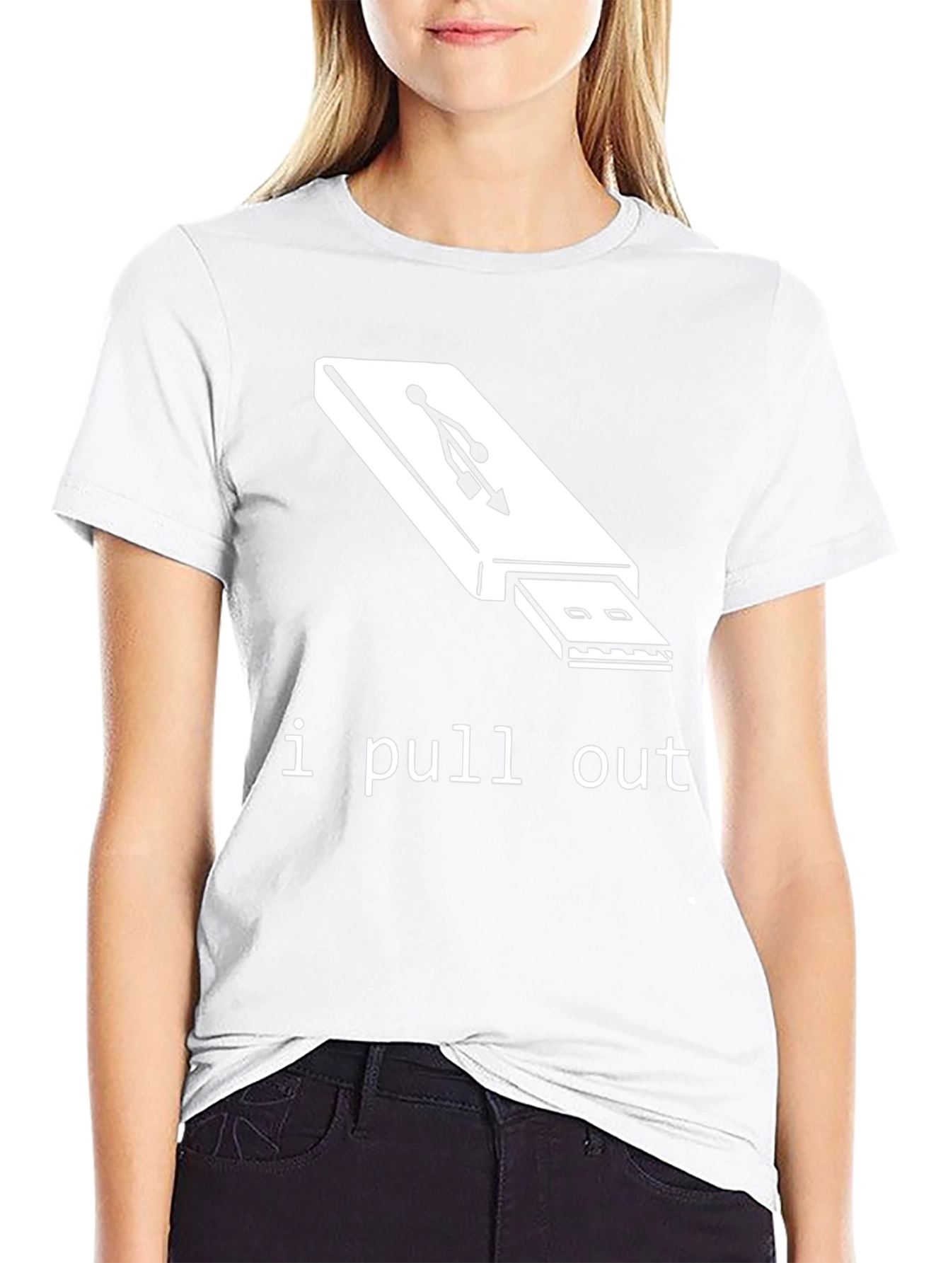 Humorous I Pull Out USB Drive Black T-Shirt