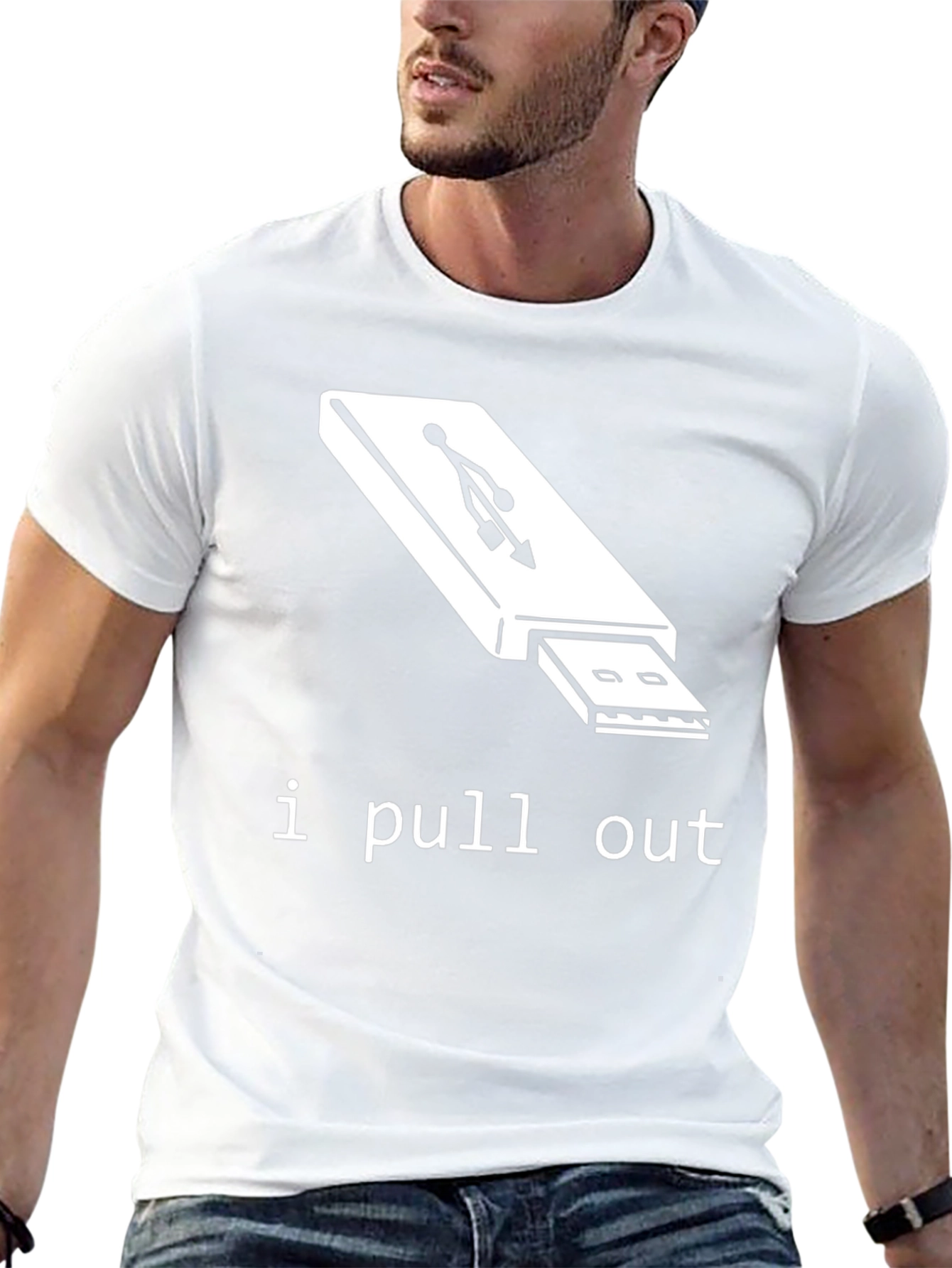 Humorous I Pull Out USB Drive Black T-Shirt