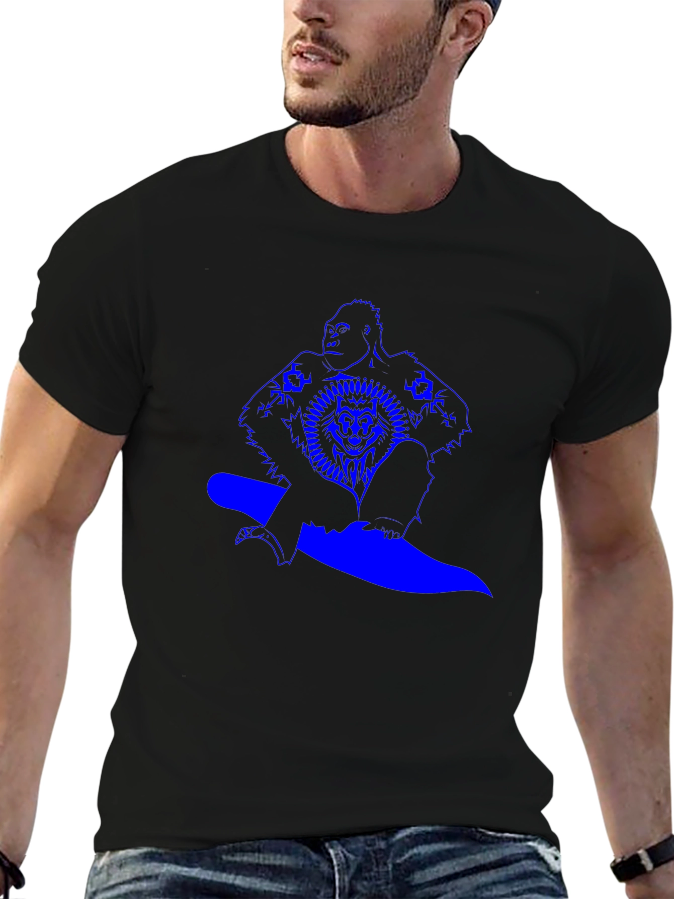 Gorilla Surfer Graphic Tee - Black T-Shirt